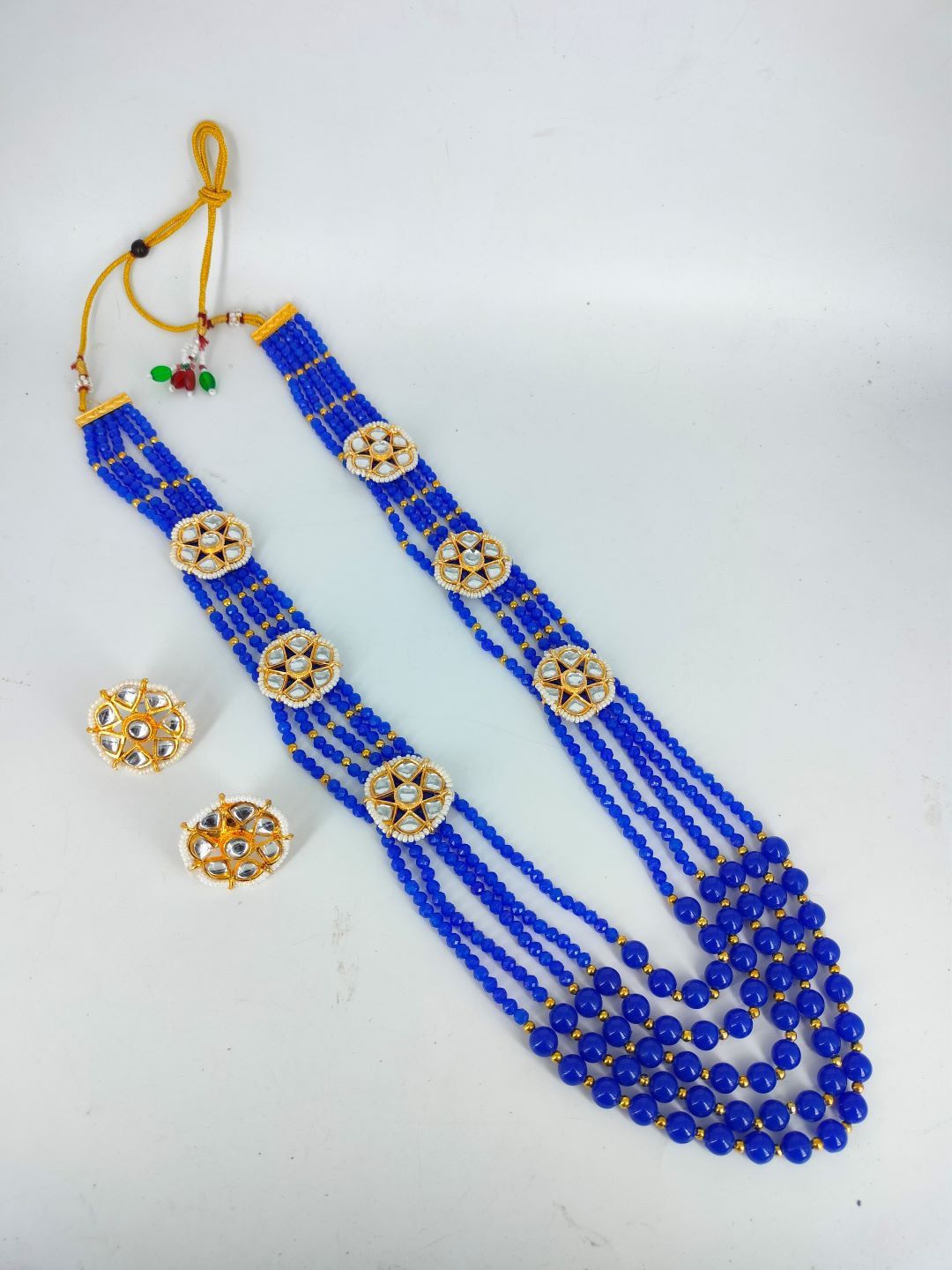 HS FATIO Gold-Plated Stone-Studded & Beaded Jewellery Set-picture-10