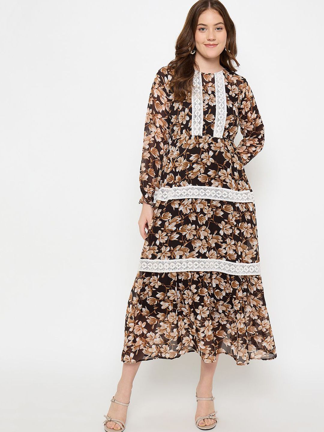 Imfashini Women Floral Printed Tiered A-Line Dress-picture-15