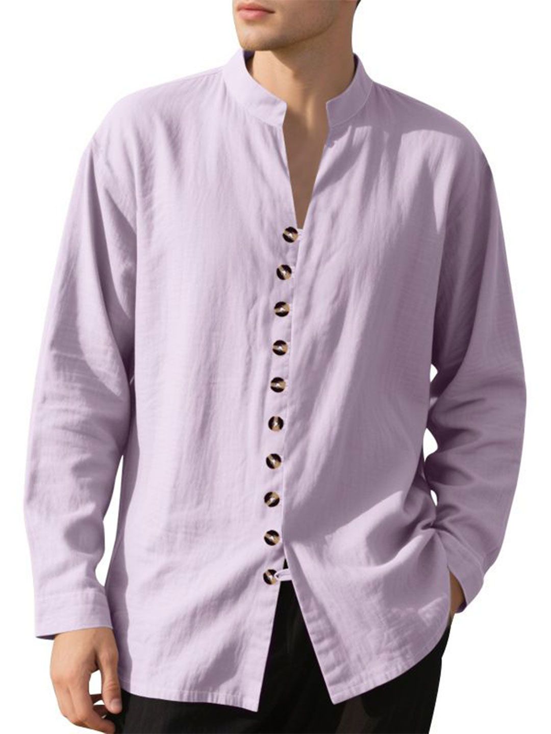 StyleCast x Revolte Mandarin Collar Long Sleeves Shirt-picture-28