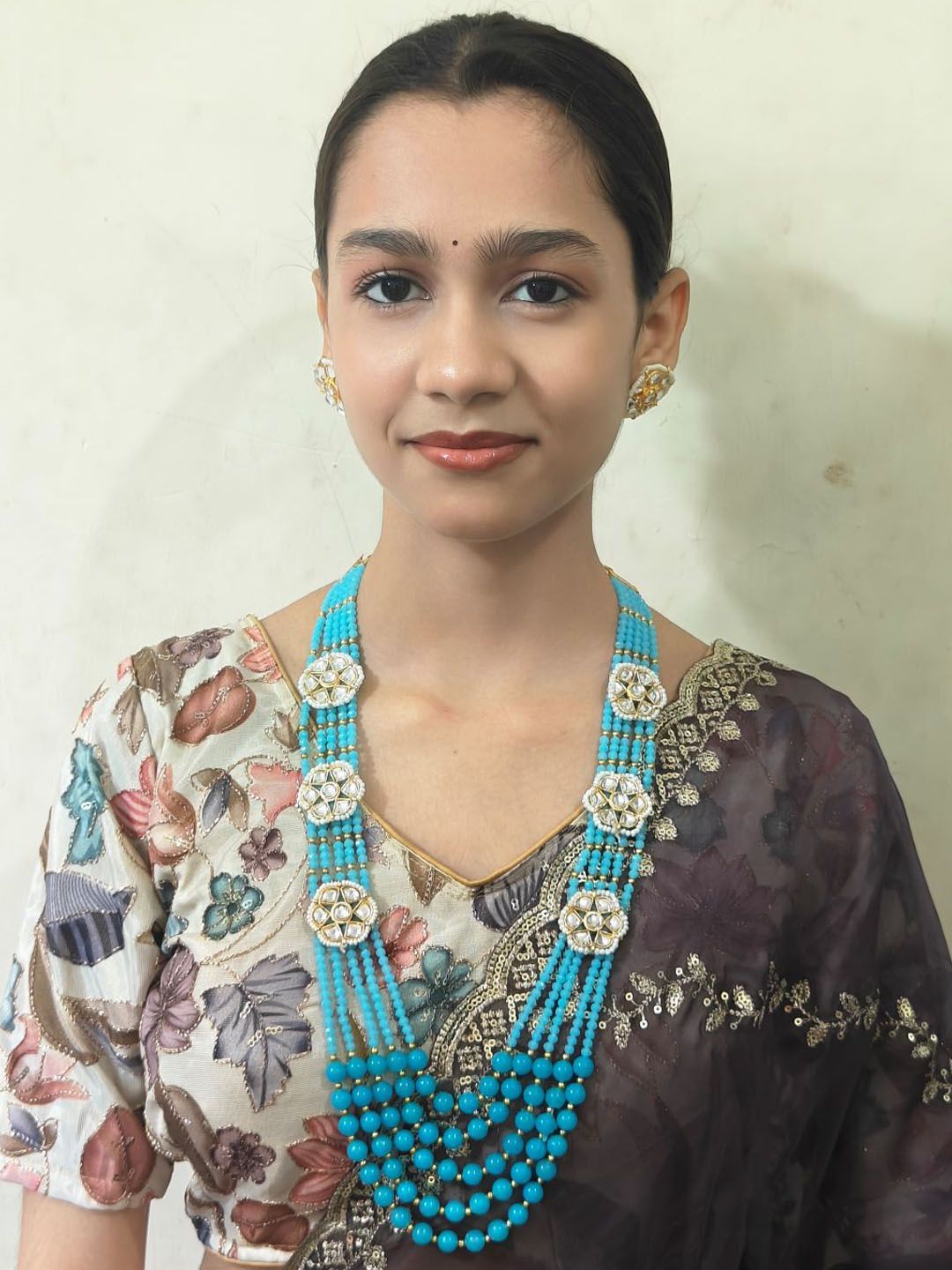 HS FATIO Gold-Plated Stone-Studded & Beaded Jewellery Set-picture-18