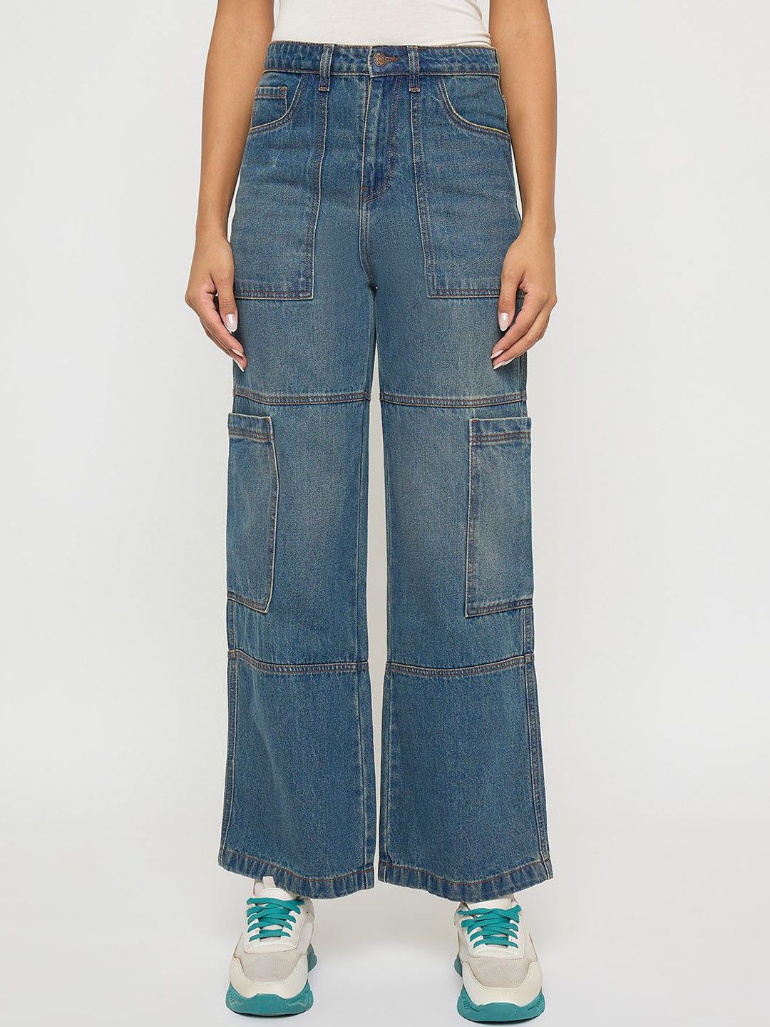 Madame Women Regular Fit Mid-Rise Low Distress Light Fade Jeans-picture-41