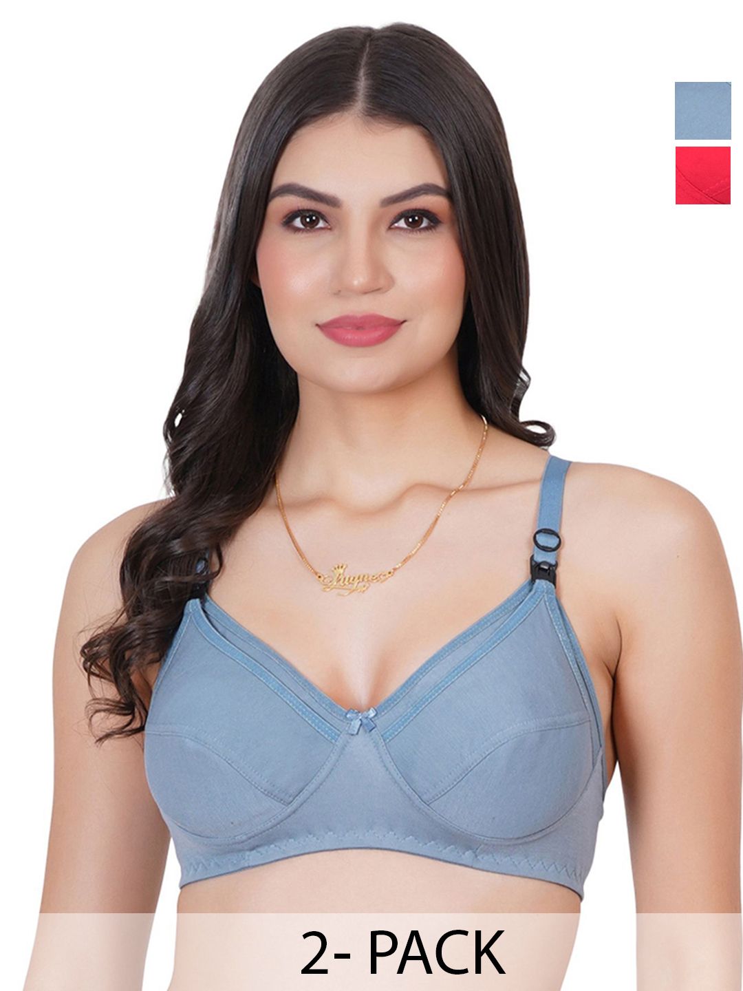 Liigne Pack Of 2 Full Coverage Non Padded Cotton Maternity Bra