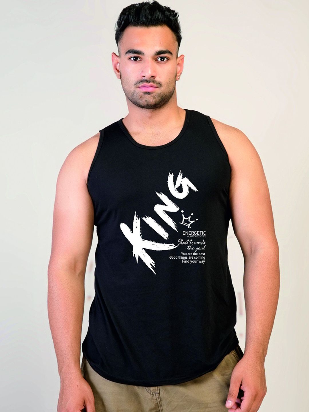 PINK GRAPES King Printed Cotton Round Neck Gym Vest VEST-KING-BLACK-M-picture-55