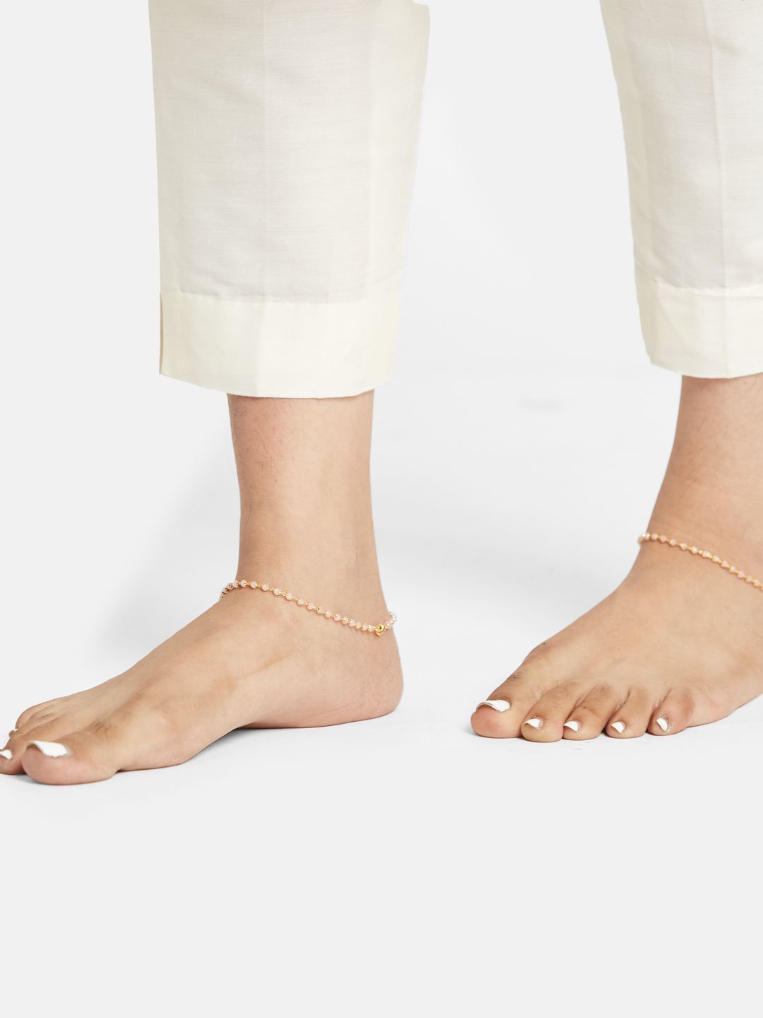 ATIBELLE Set Of 2 Gold-Plated Crystal Studded Anklet