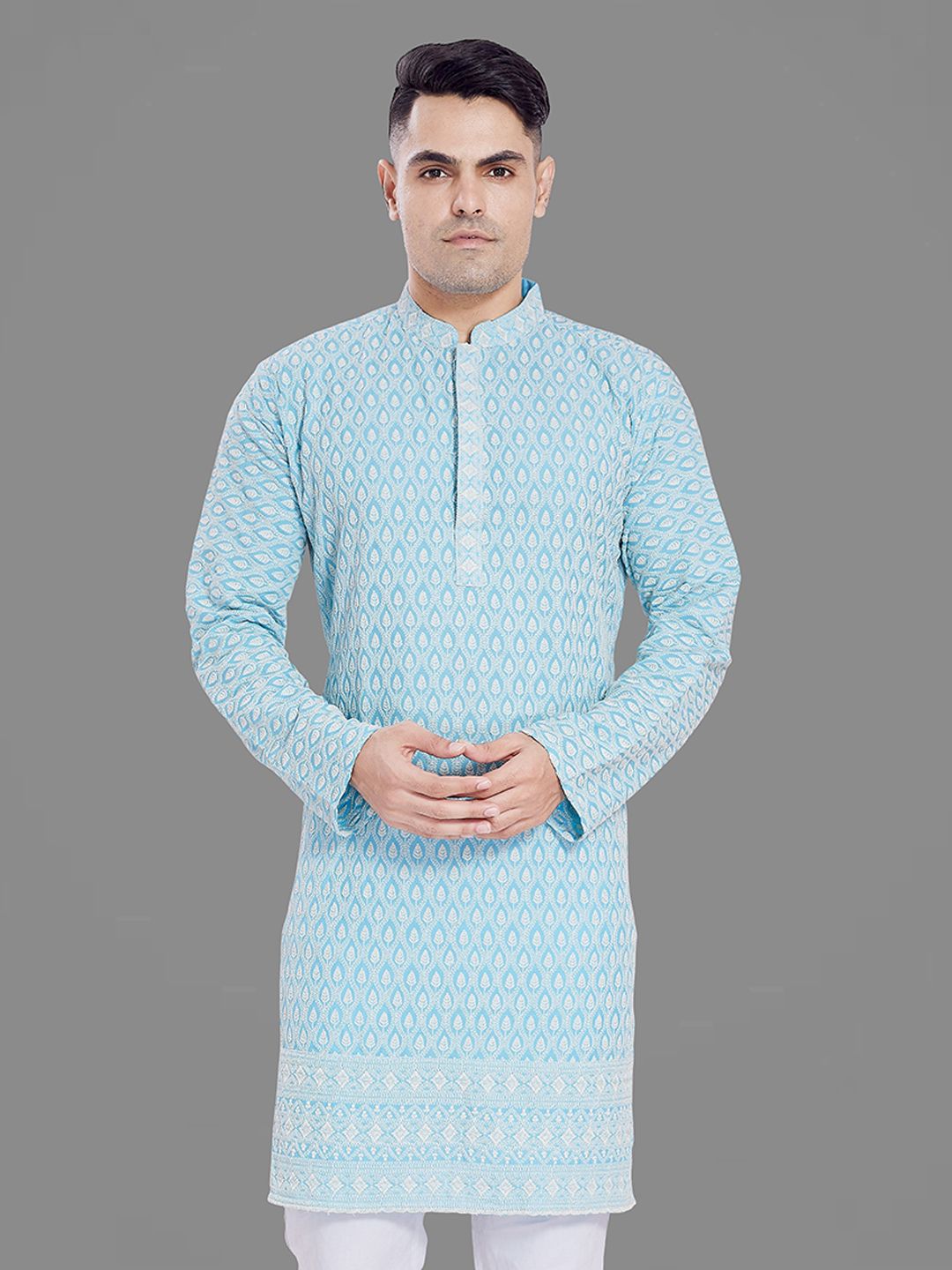 PulseIQ Men Embroidered Chikankari Kurta-picture-11