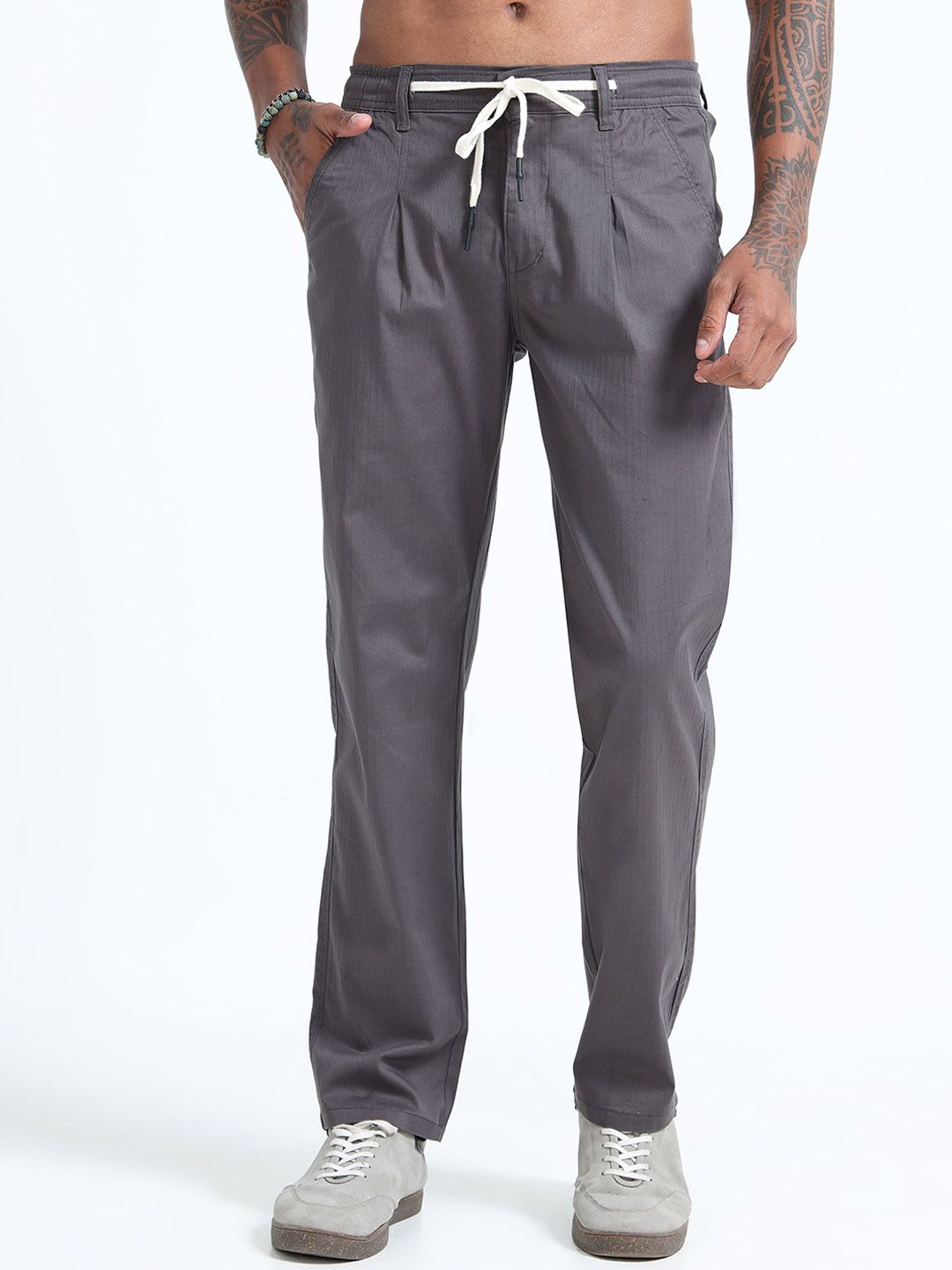 BEVDAAS Men Comfort Pleated Relaxed Fit Mid-Rise Stretchable Trouser-picture-42