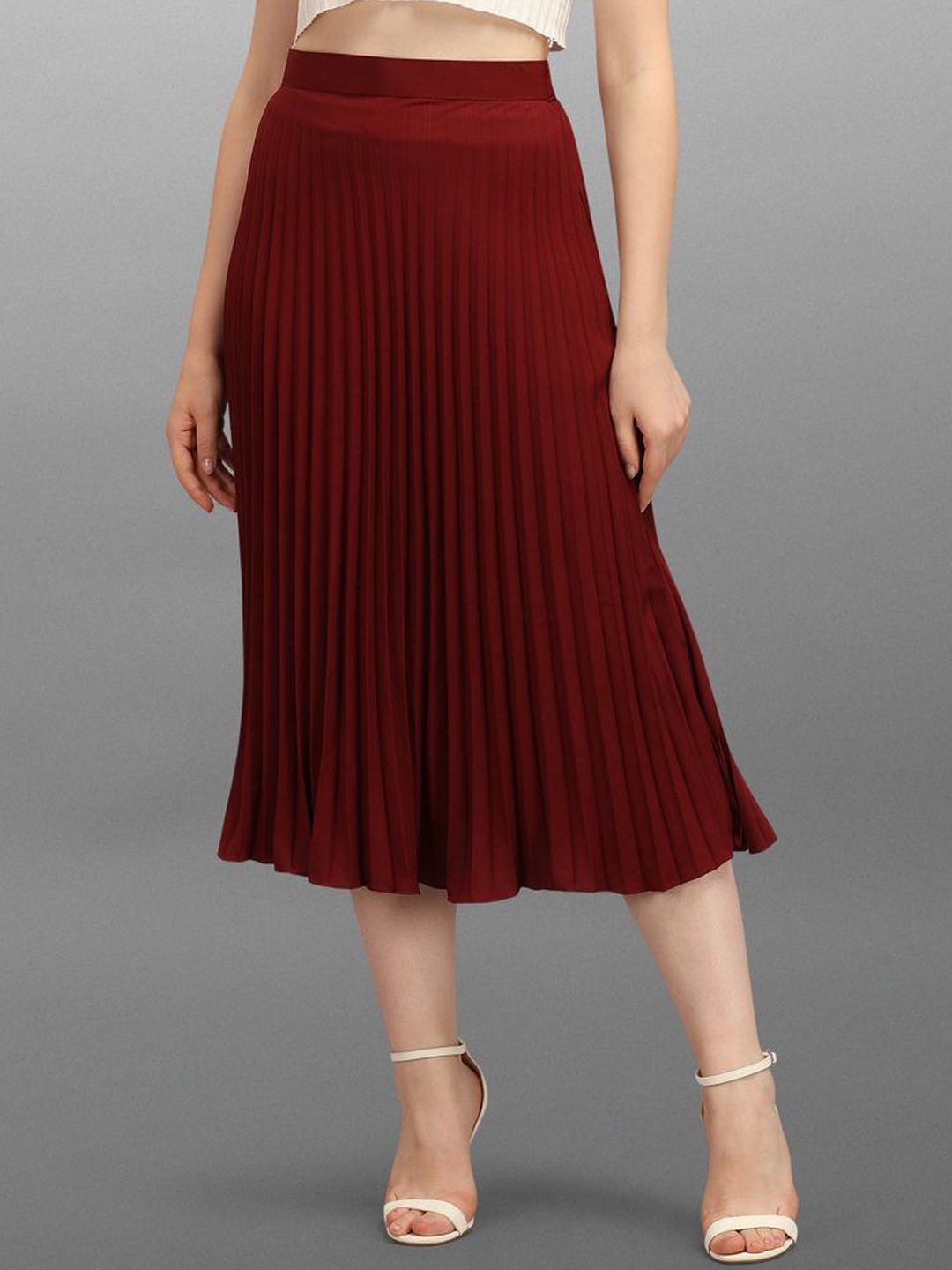 LookShine Accordion Pleated A-Line Midi Skirt-image-15