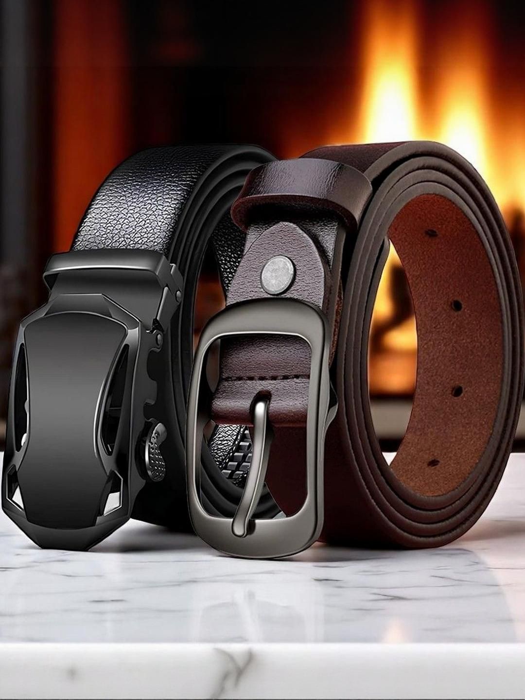 Roadster Black Formal Slim Belts-image-3