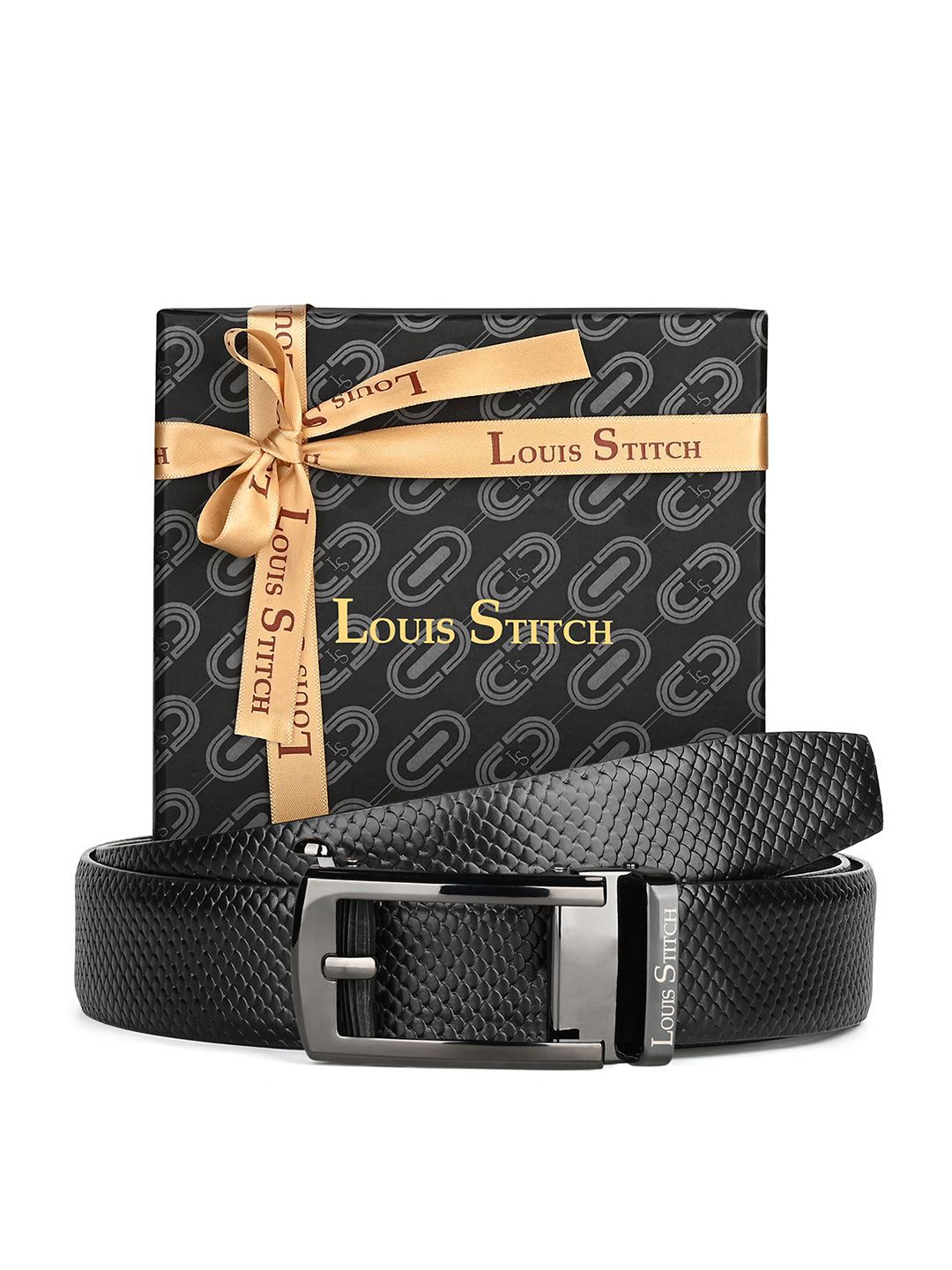 LOUIS STITCH Men Textured Leather Formal Belt-picture-34