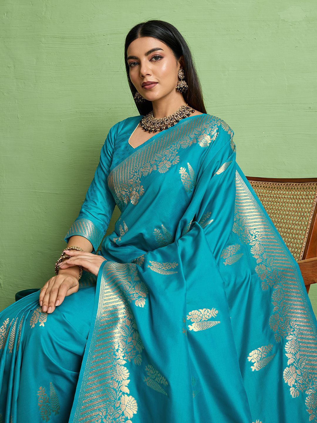 PBS PRINTS Ethnic Motifs Woven Design Zari Banarasi Saree-picture-37