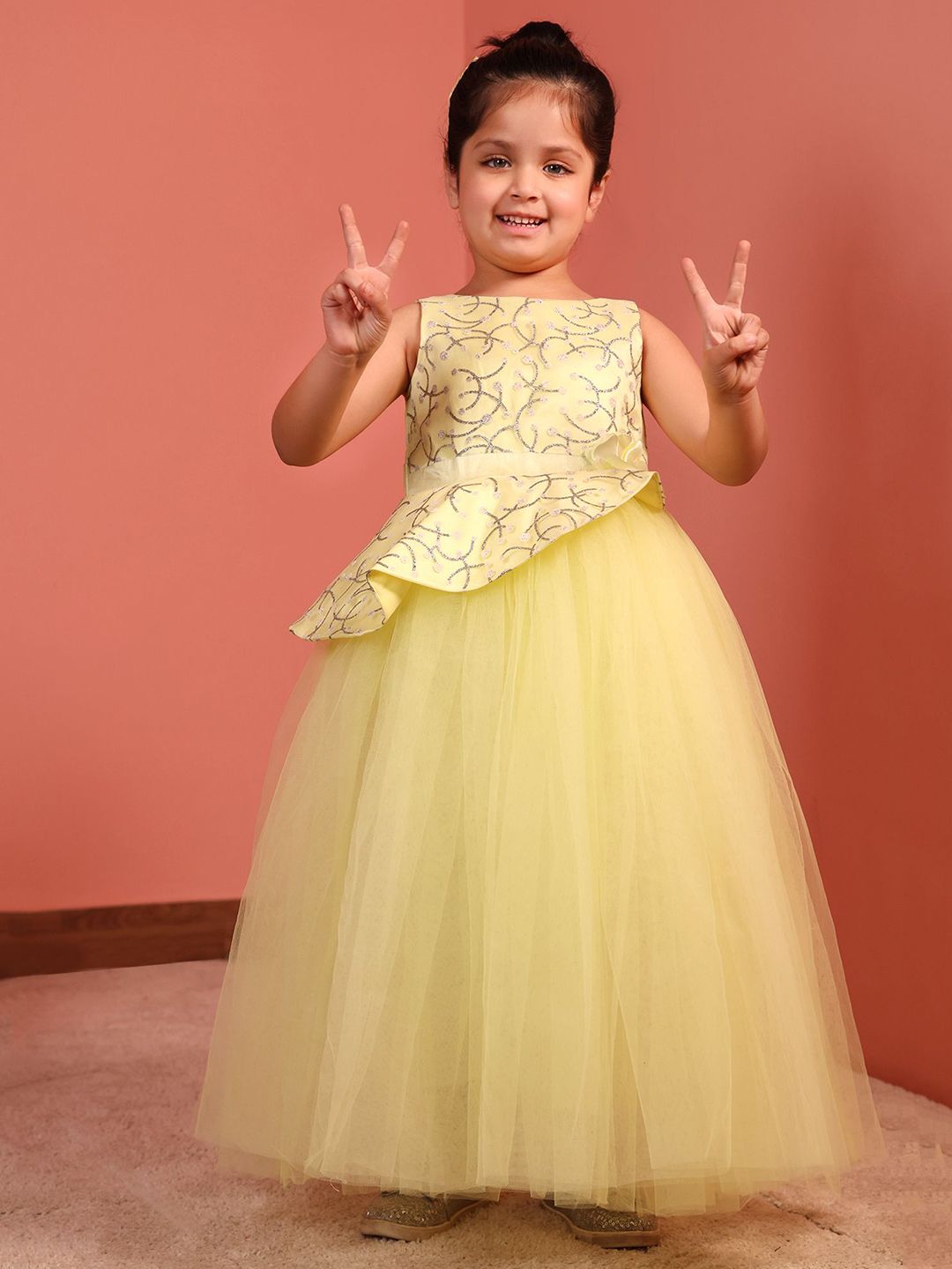 Toy Balloon kids Girls Self Design Sleeveless Fit & Flare Cotton Maxi Dress-picture-38