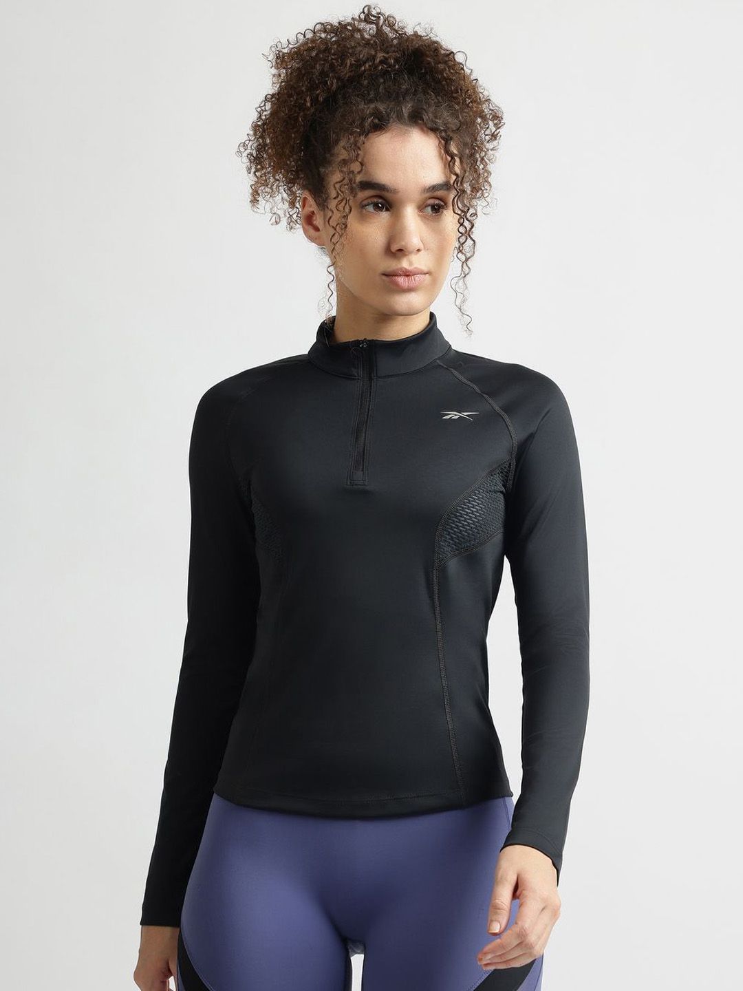 Reebok Women Mock Collar Solid Sporty Jacket-picture-14
