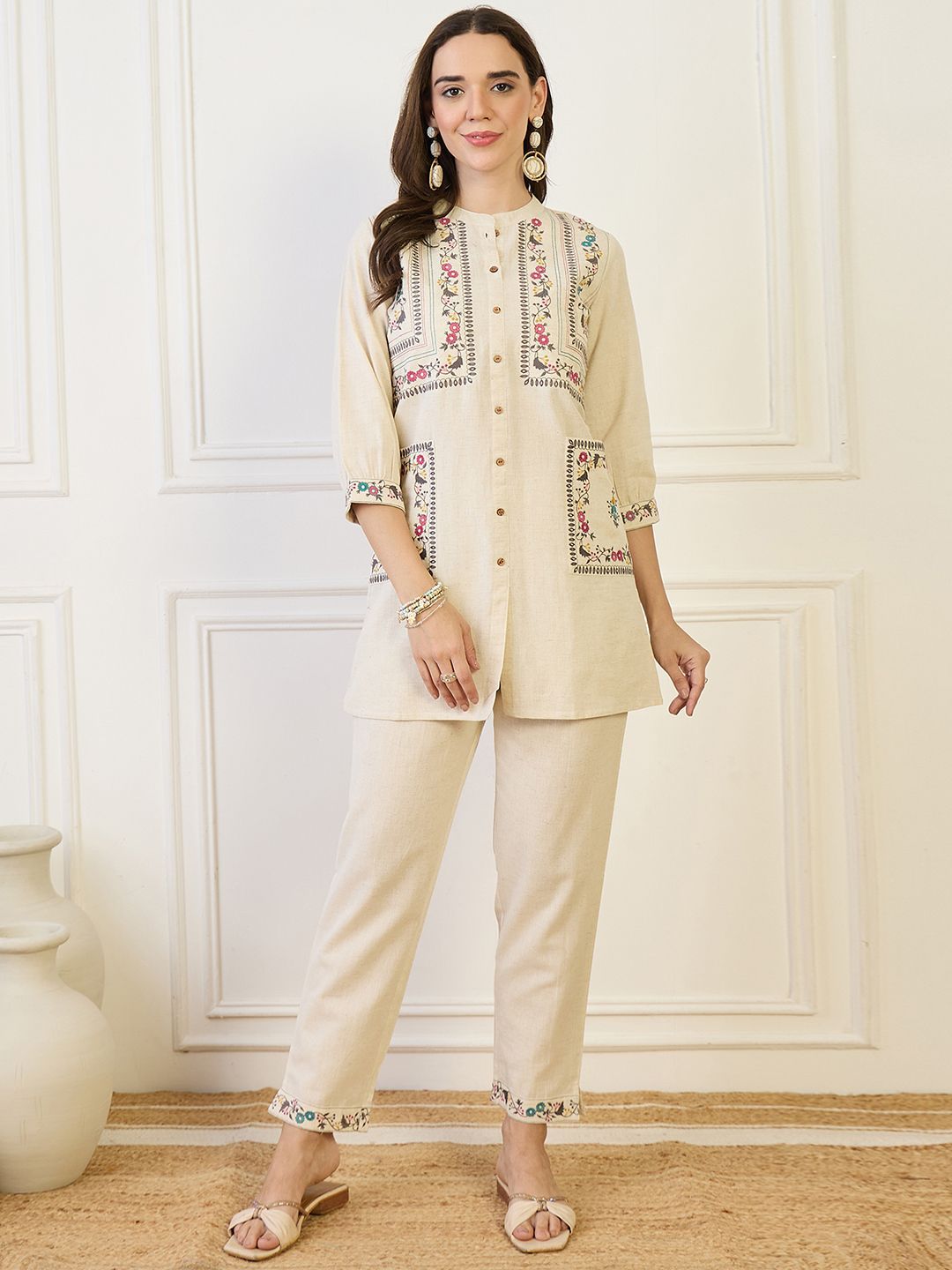 Zummer Floral Embroidered Pure Cotton Tunic With Trouser-picture-28