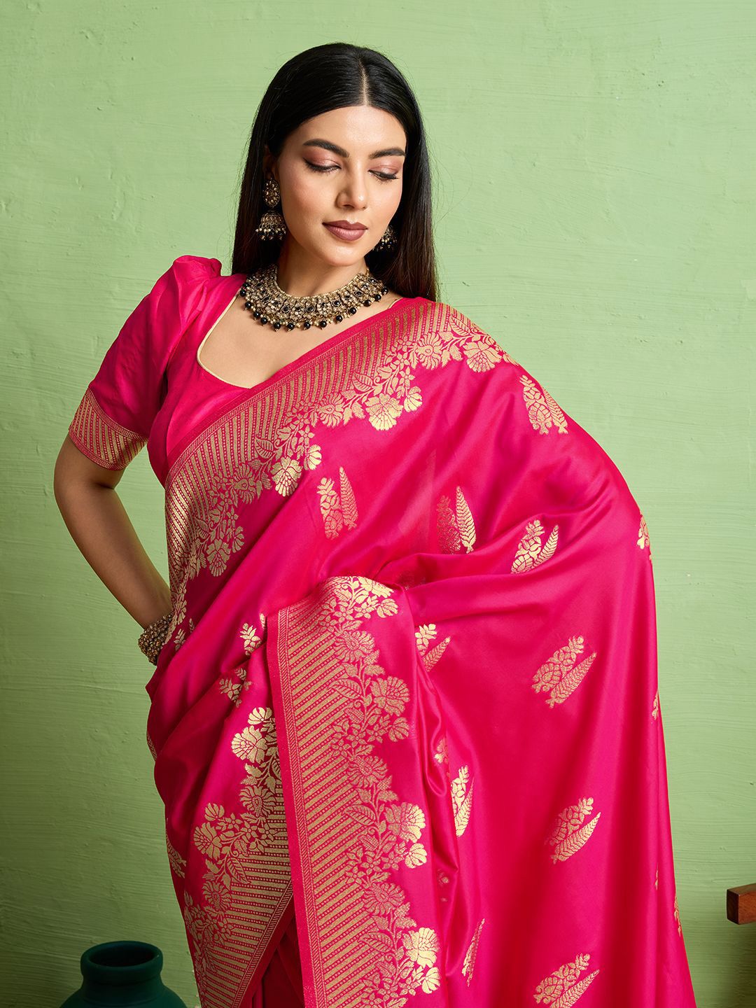 PBS PRINTS Ethnic Motifs Woven Design Zari Art Silk Banarasi Saree-picture-20