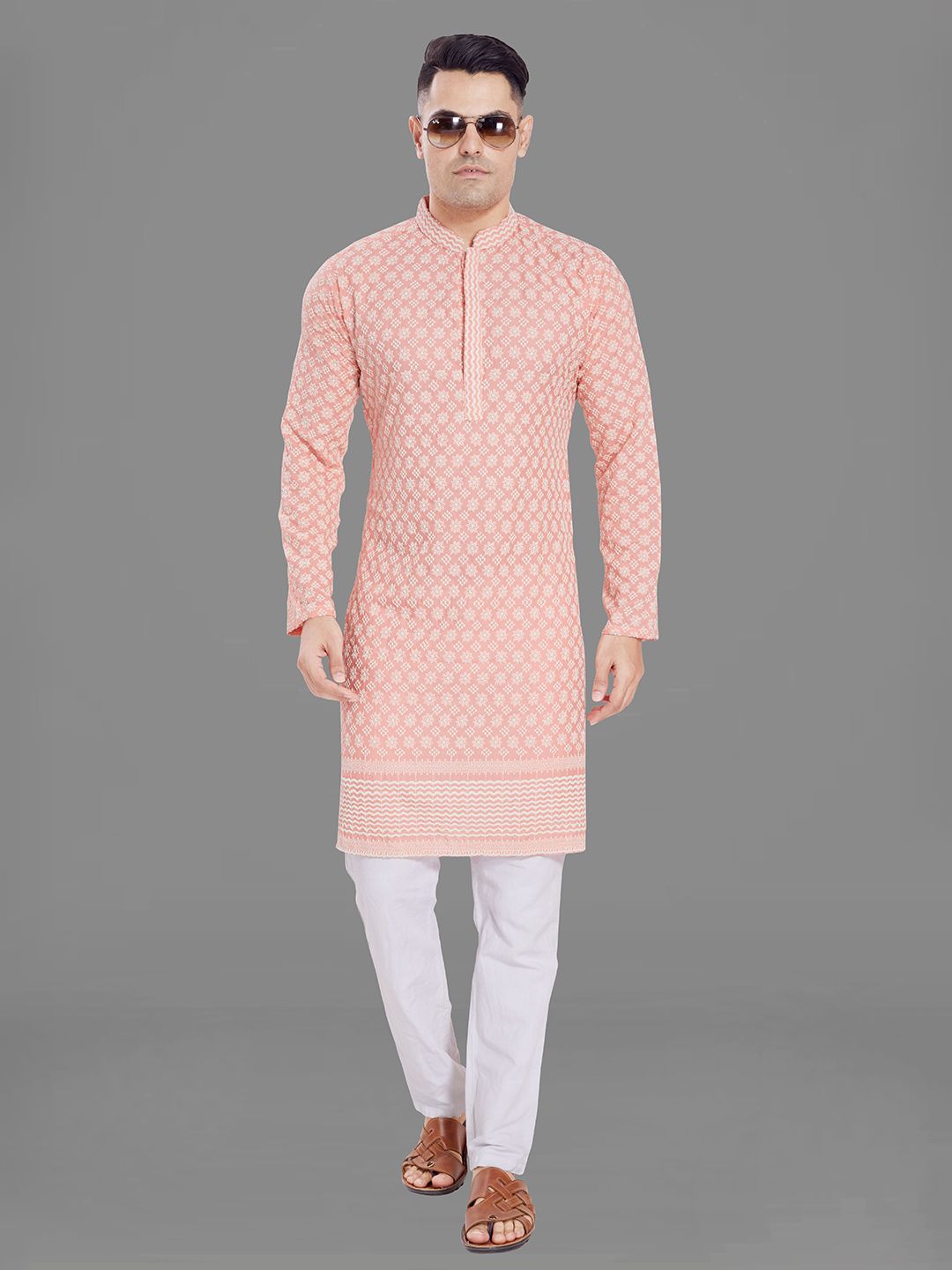 PulseIQ Men Embroidered Chikankari Kurta-picture-14