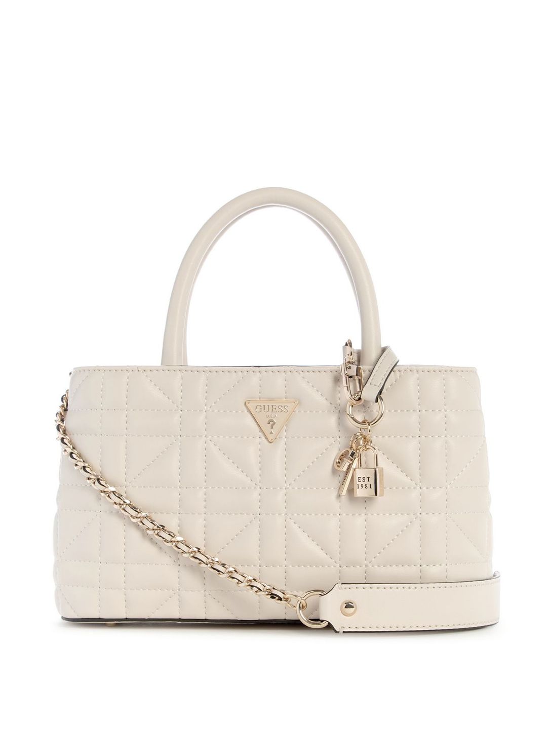 GUESS Women Textured Baguette Quilted Satchel Bag-picture-42