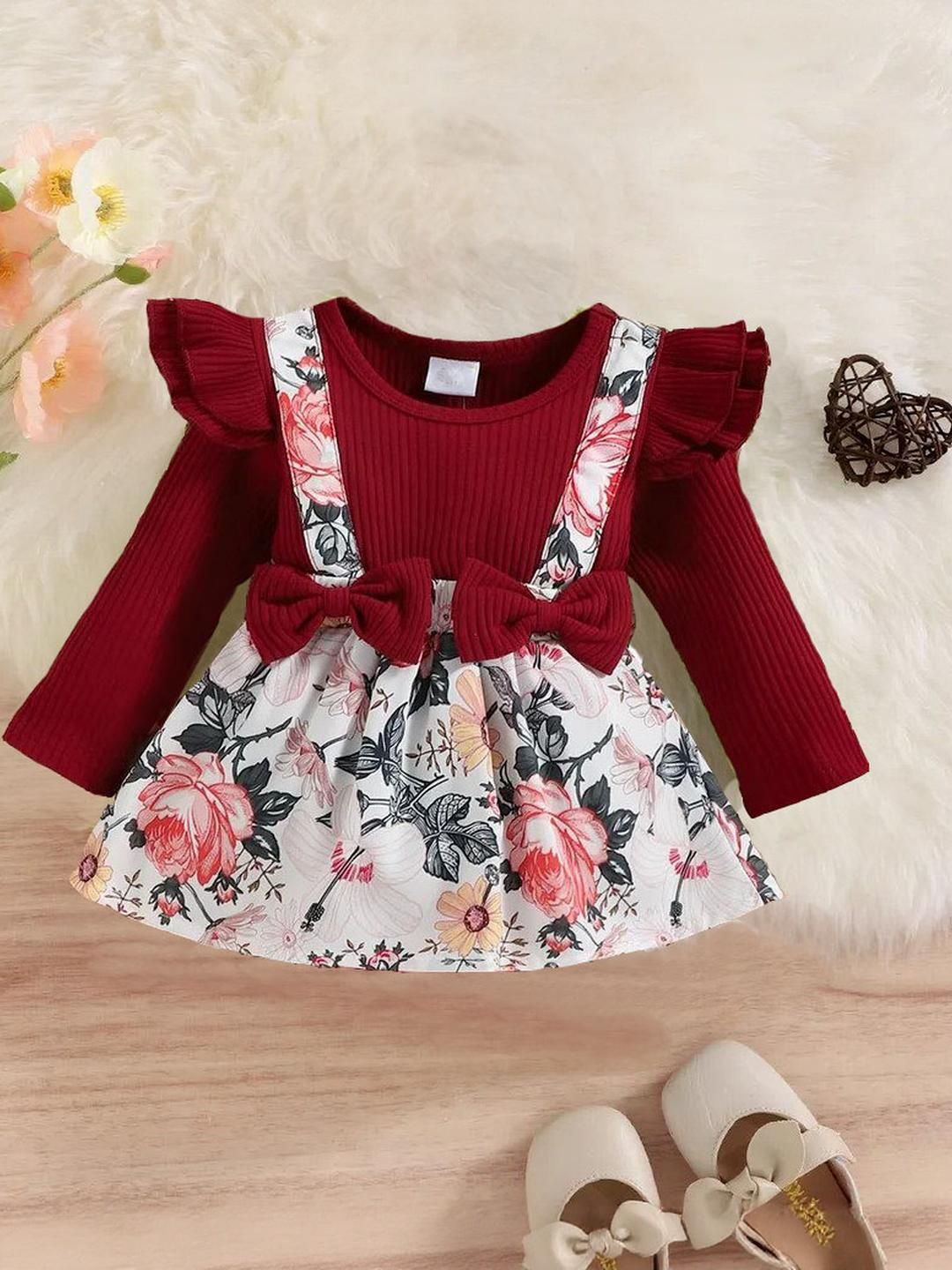 Hikuj Floral Print Puff Sleeve Net Balloon Dress-image-10
