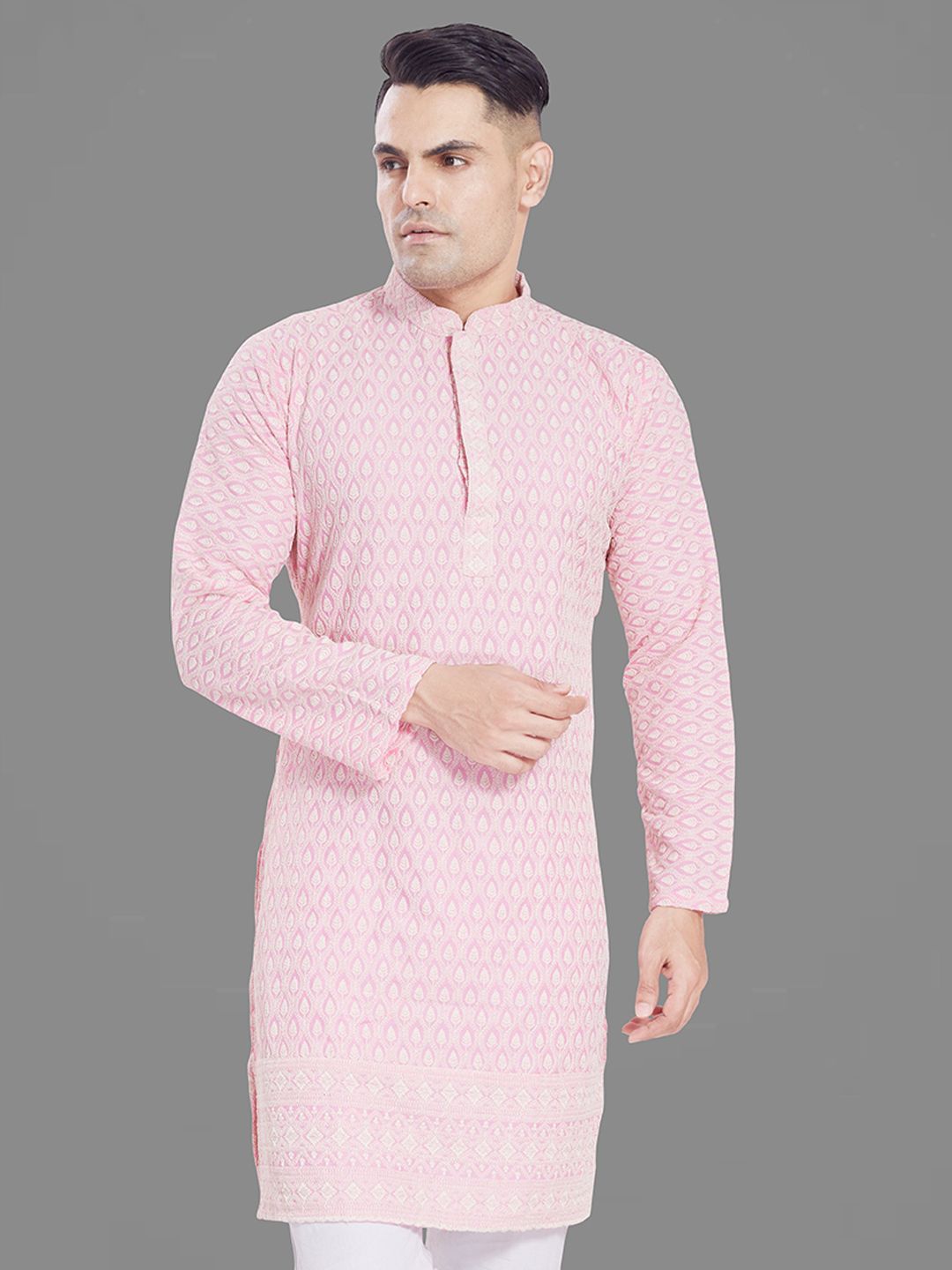 PulseIQ Men Embroidered Chikankari Kurta-picture-15