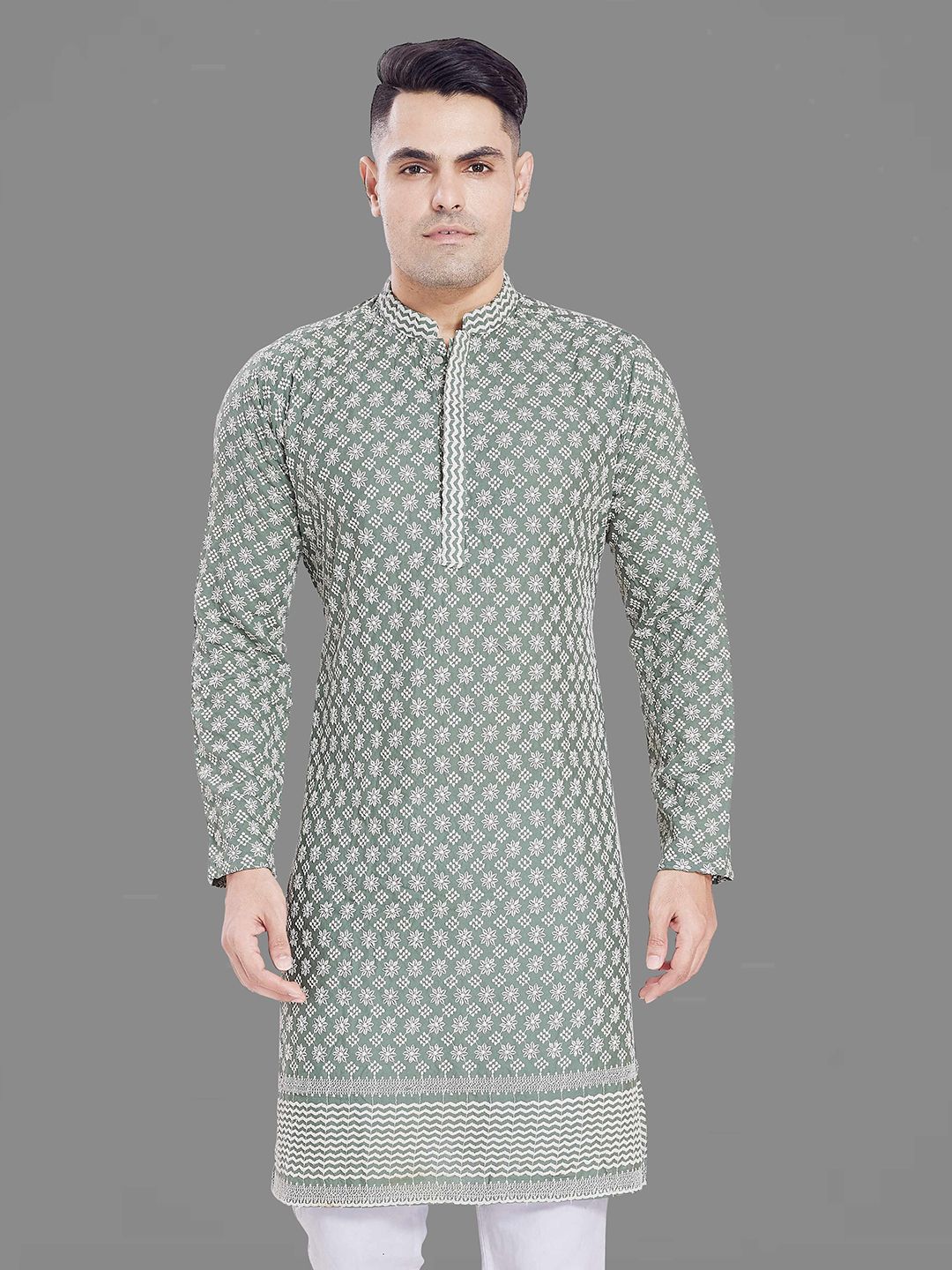 PulseIQ Men Embroidered Chikankari Kurta-picture-16