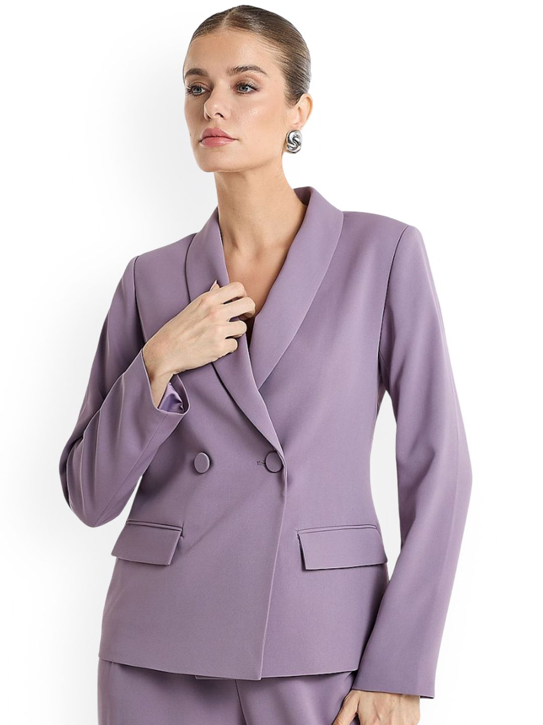 BCBG Shawl Collar Comfort Fit Double-Breasted Blazer-image-20
