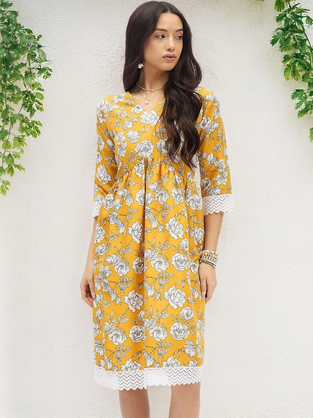 DressBerry Floral Print Crepe Fit & Flare Dress-picture-24