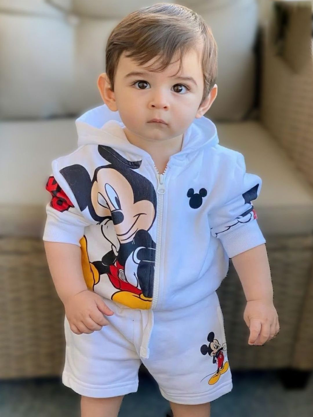 BLOOD PANTHER Boys Mickey Mouse Printed Hooded Sweatshirt With Shorts-picture-49