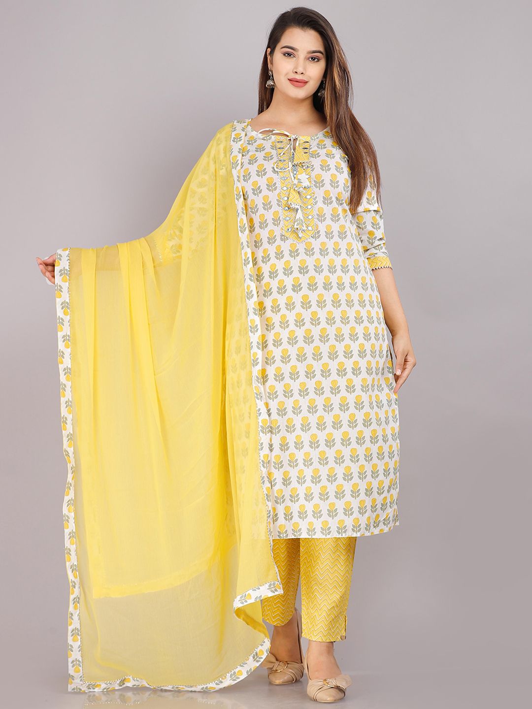 OH MI DIOS Women Floral Printed Kurta with Trousers & Dupatta