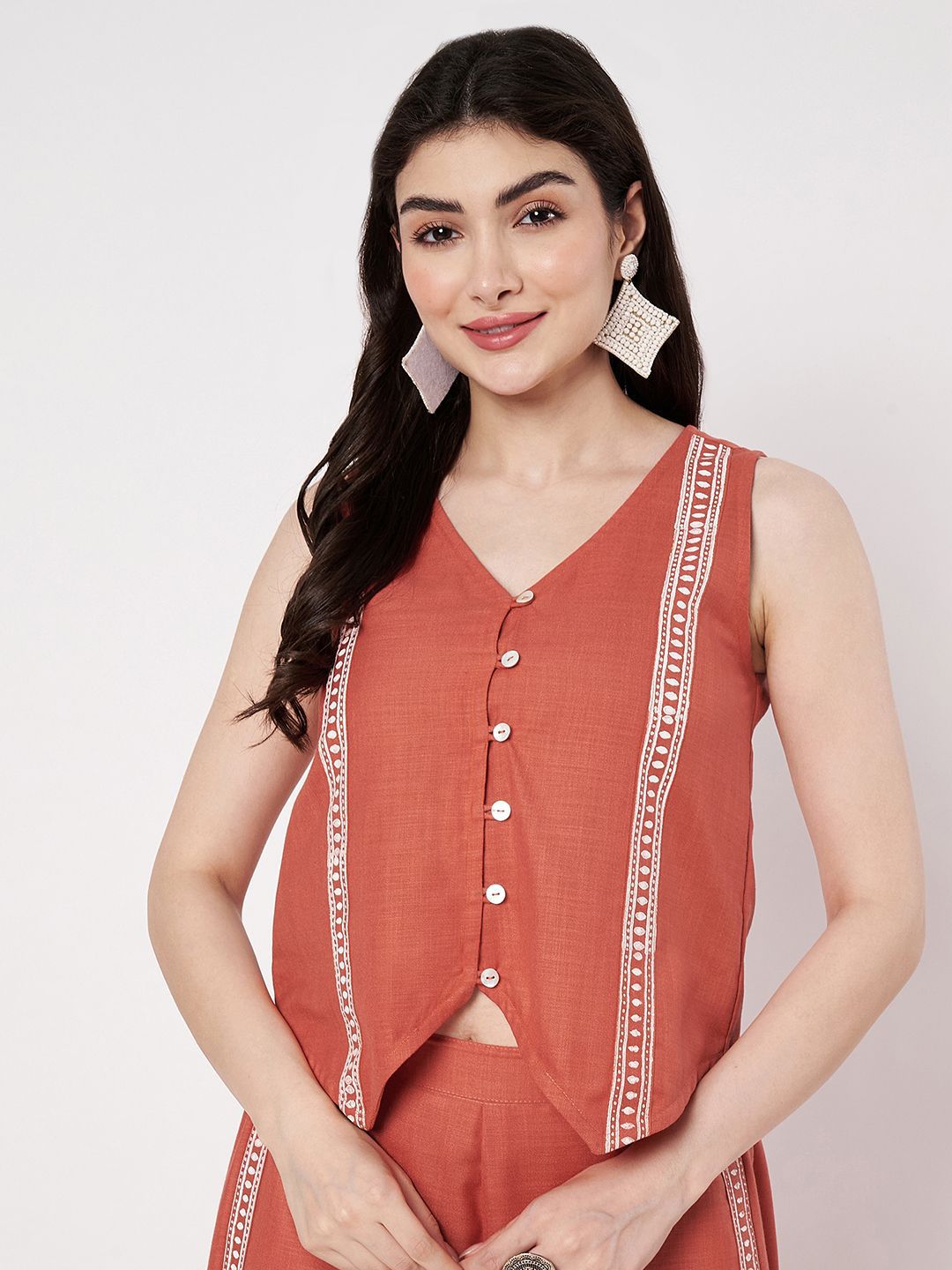 9rasa Geometric Printed V-Neck Pure Cotton Top-picture-57
