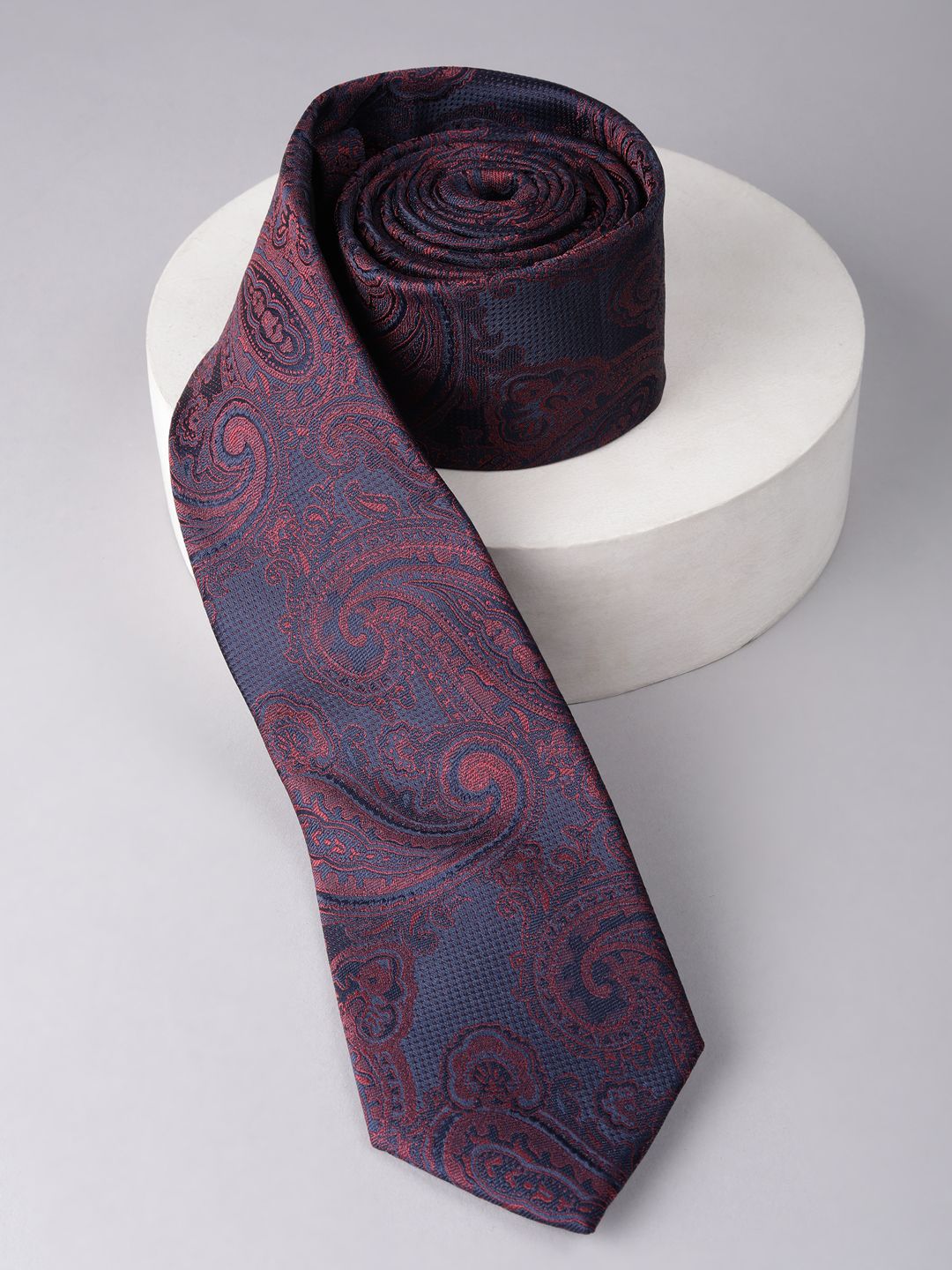 Louis Philippe Men Paisley Woven Broad Tie