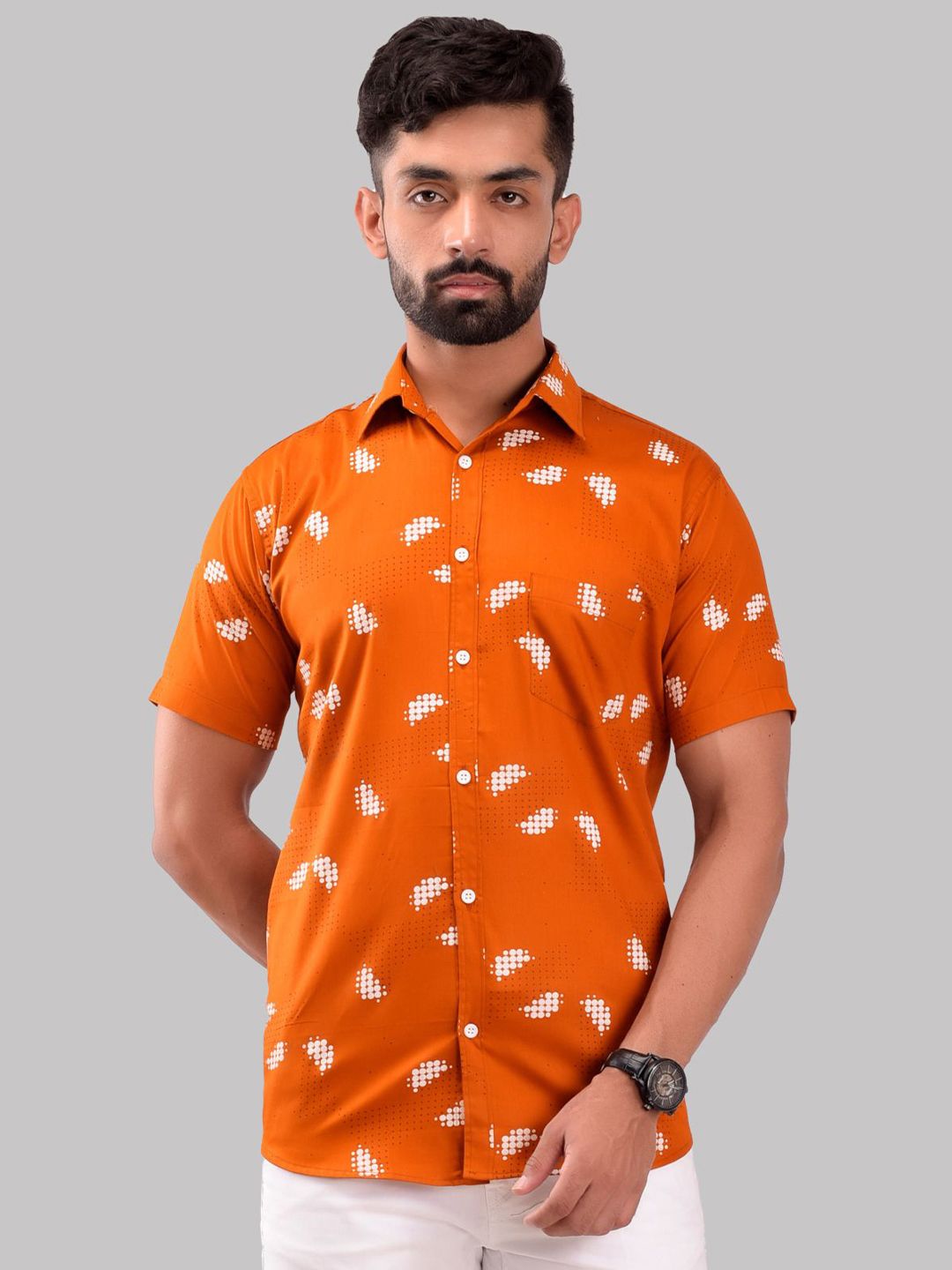 BASE 41 Men Standard Fit Abstract Printed Spread Collar Casual Shirt-image-10