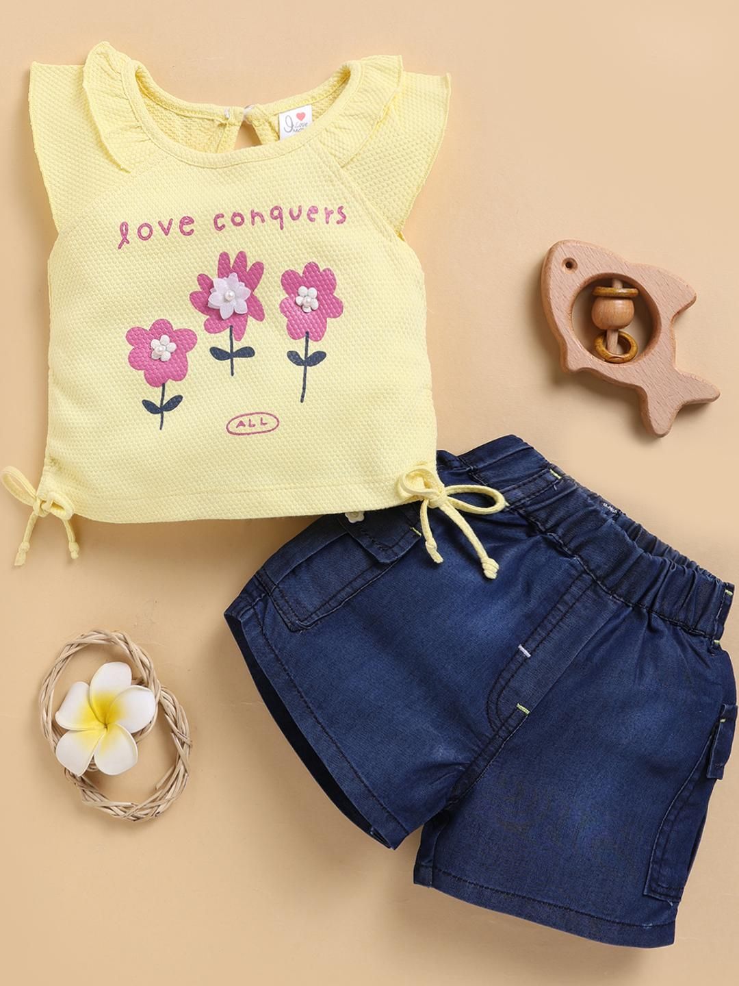 I LOVE MOM Girls Yellow Clothing Set-picture-10