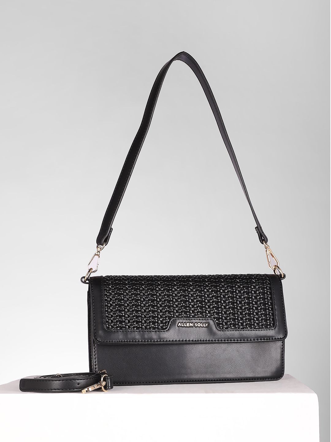Allen Solly Woman Textured Baguette Cut Work Shoulder Bag-picture-17