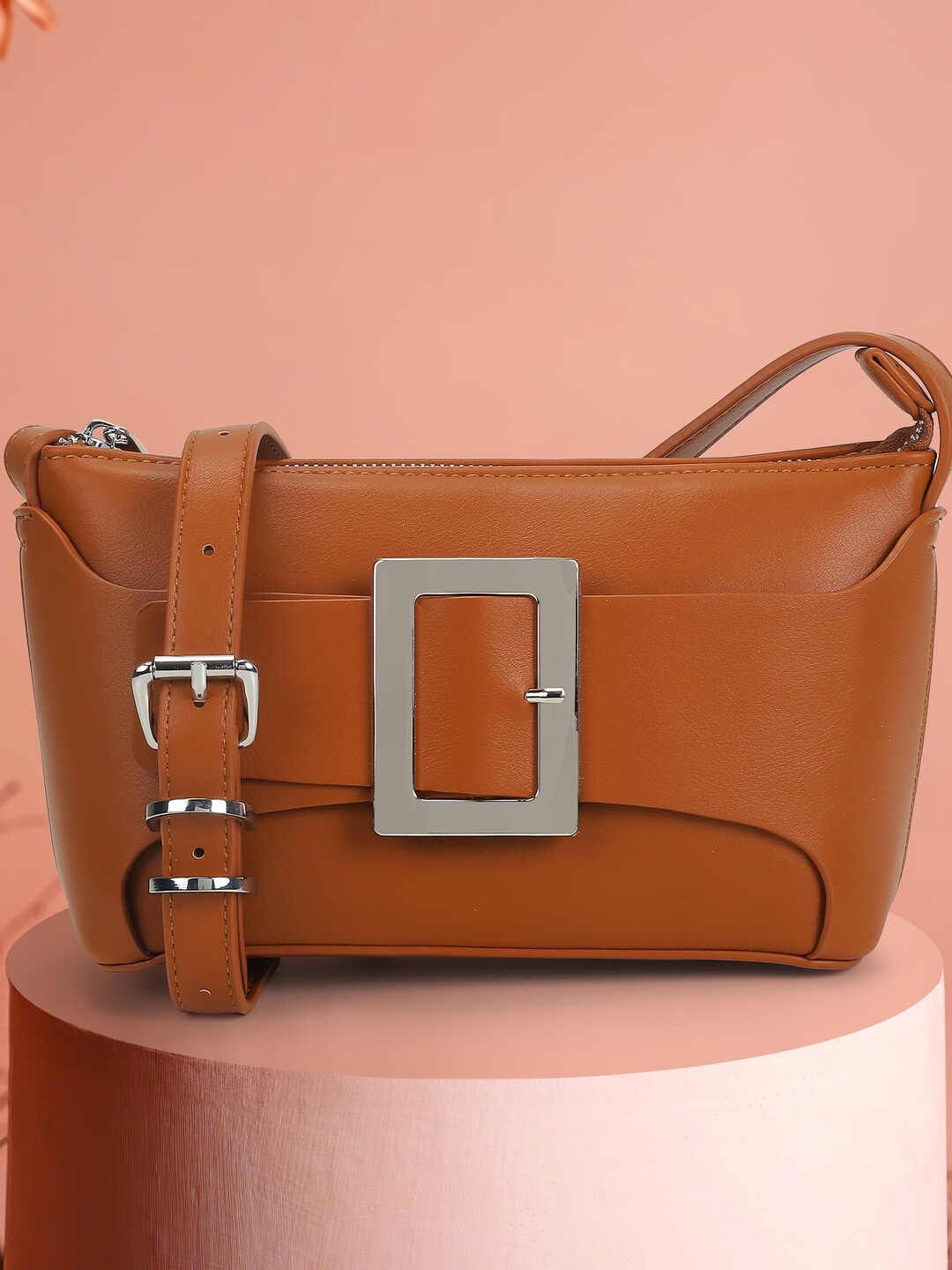 Metro Women Solid Baguette Buckle Detail Sling Bag-picture-21