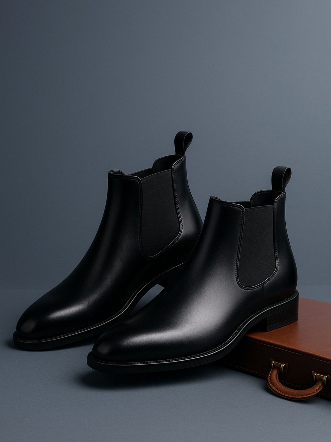 KRAASA Men Round Toe Chelsea Boots