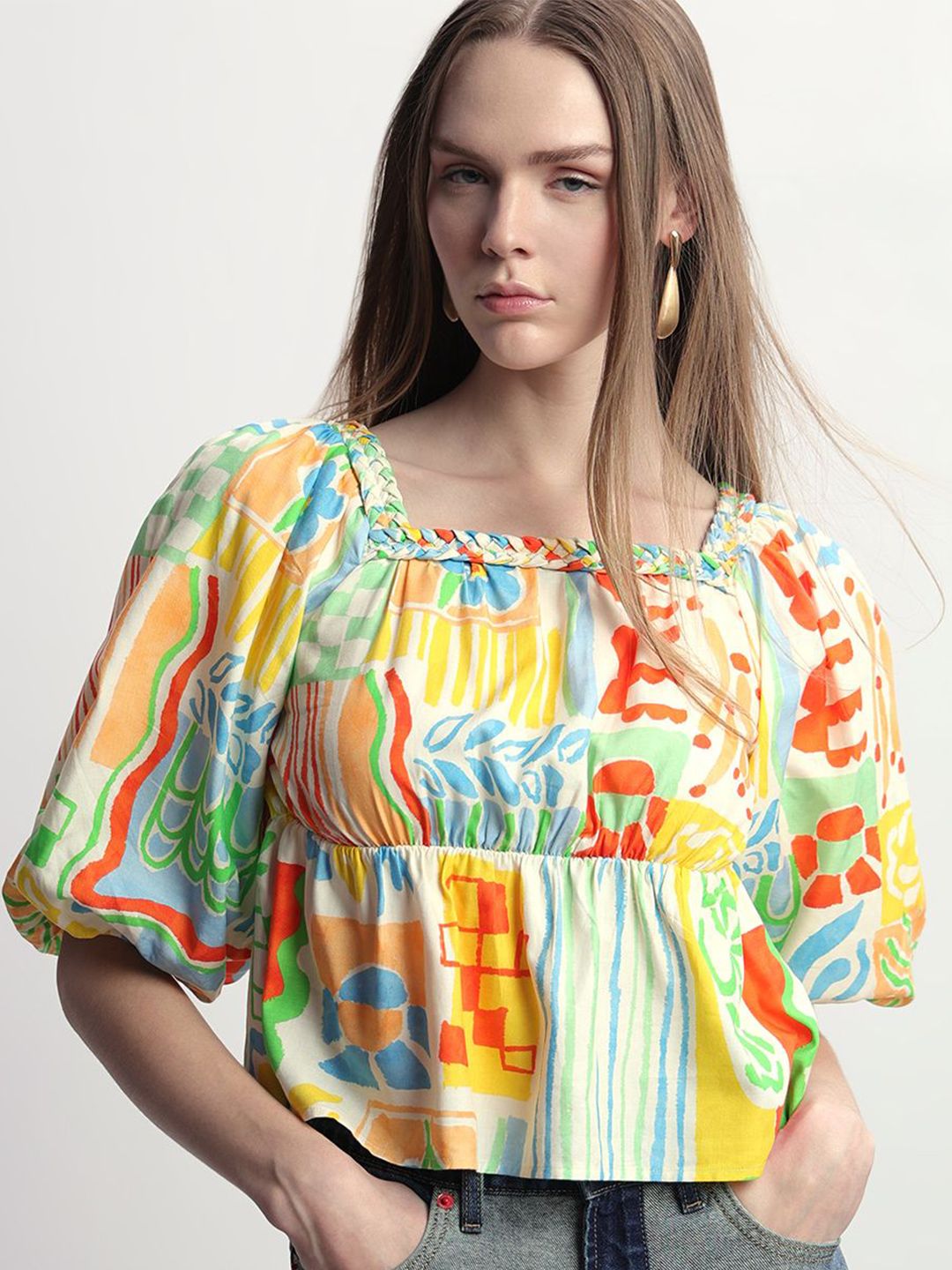 Vero Moda Abstract Print Square Neck Top-picture-39