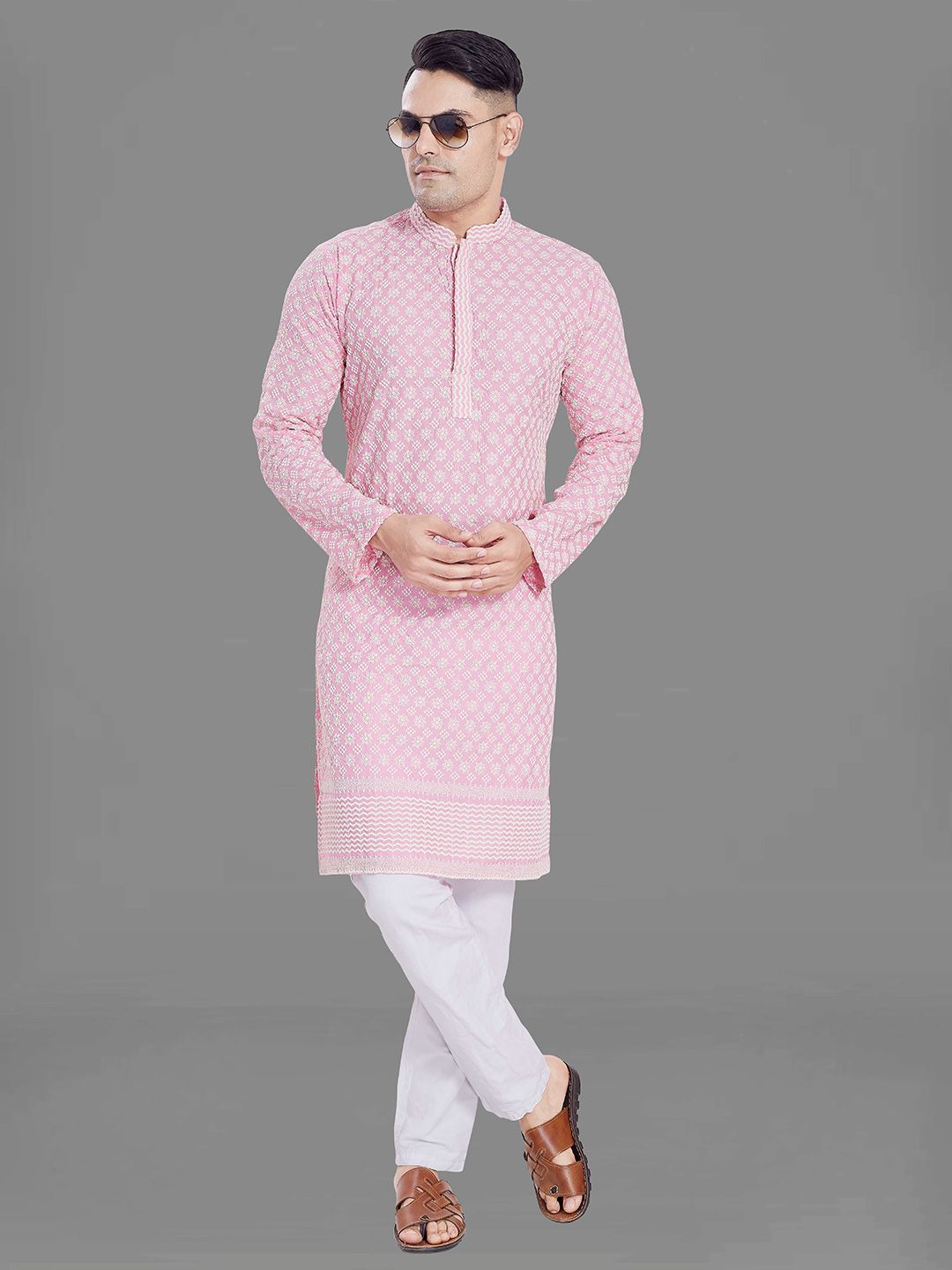 PulseIQ Men Embroidered Chikankari Kurta-picture-13