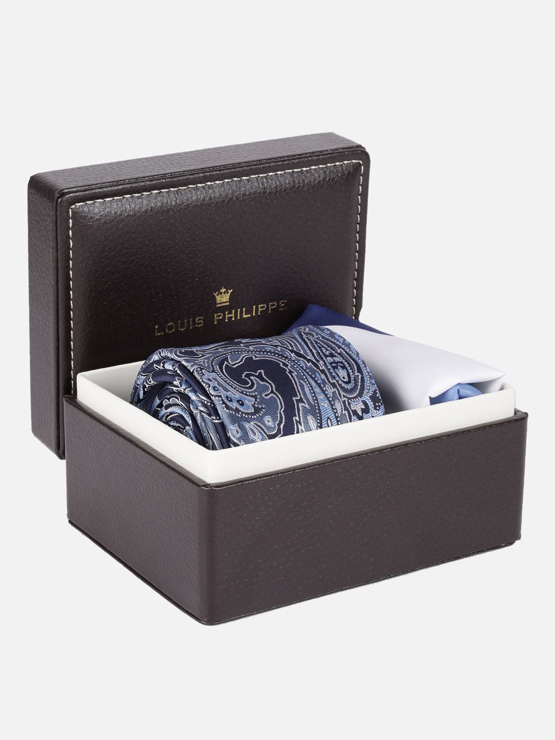 Louis Philippe Men Embroidered Tie and Pocket Square-picture-19