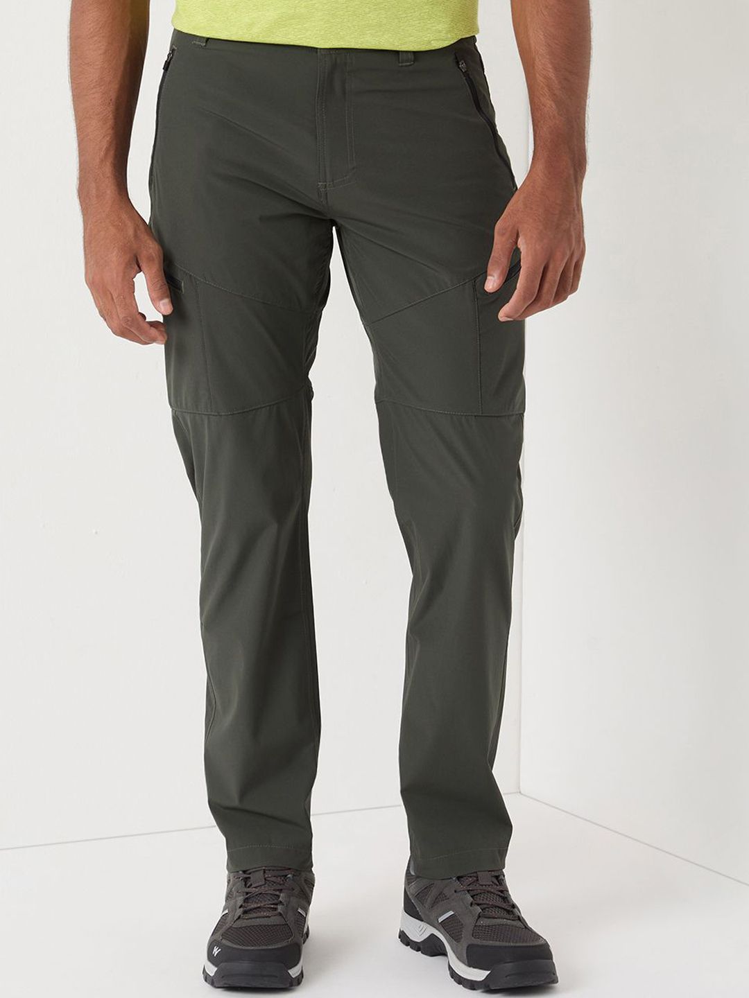 Wildcraft Men Solid Smart Relaxed Fit Mid-Rise Flat-Front Cargos Trousers-picture-18