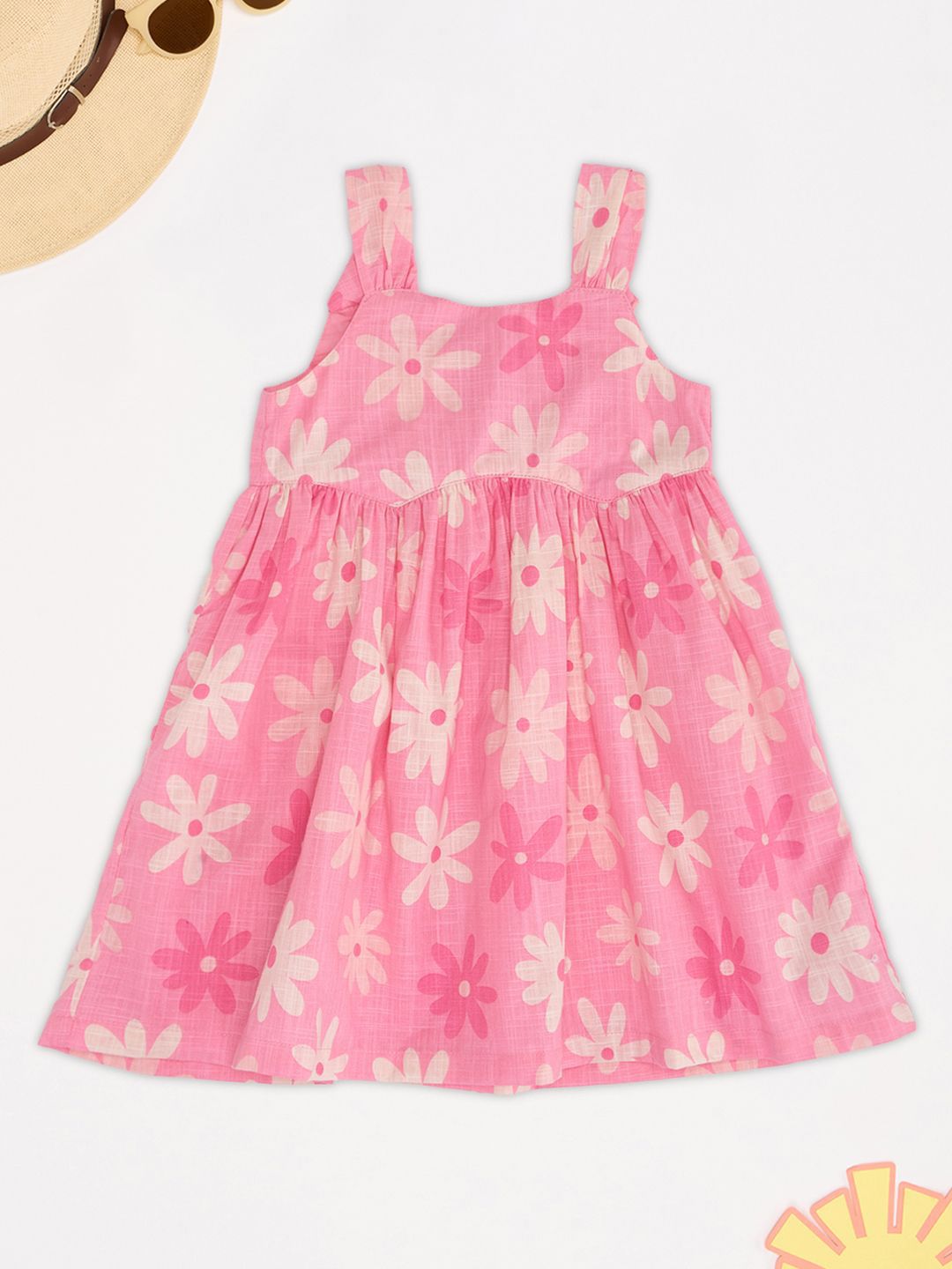 Pantaloons Baby Girls Fit & Flare Floral Print Shoulder Straps Dress-picture-17