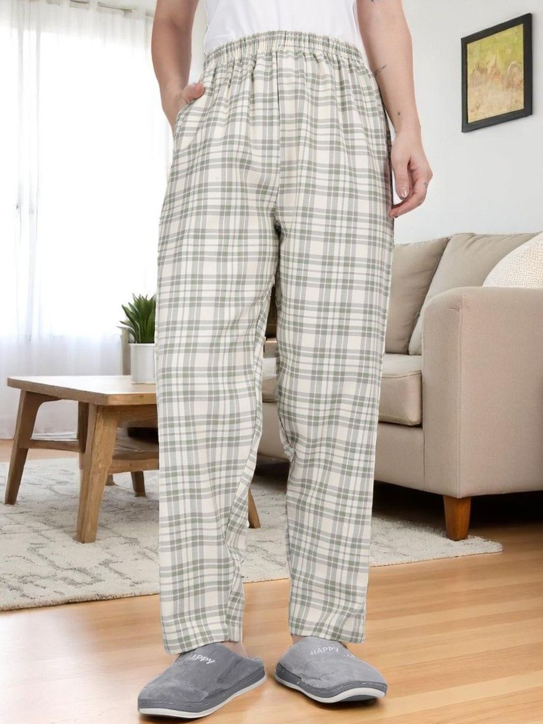 Kryptic Women Checked Pure Cotton Mid-Rise Relaxed fit Lounge Pant-picture-16