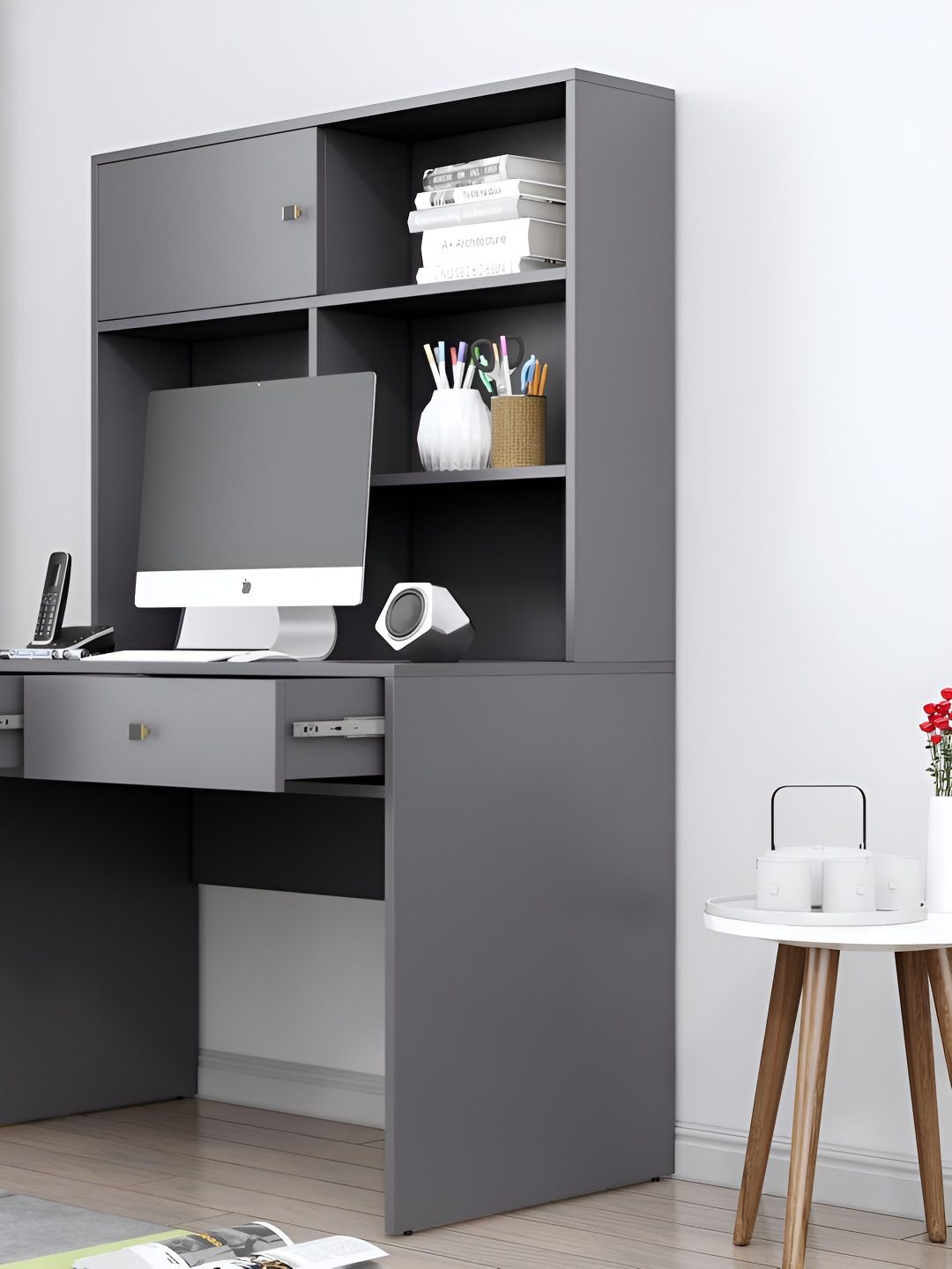 HEXA RED Grey Engineered Wood Study Table For Work From Home Students & Computer Table-picture-16