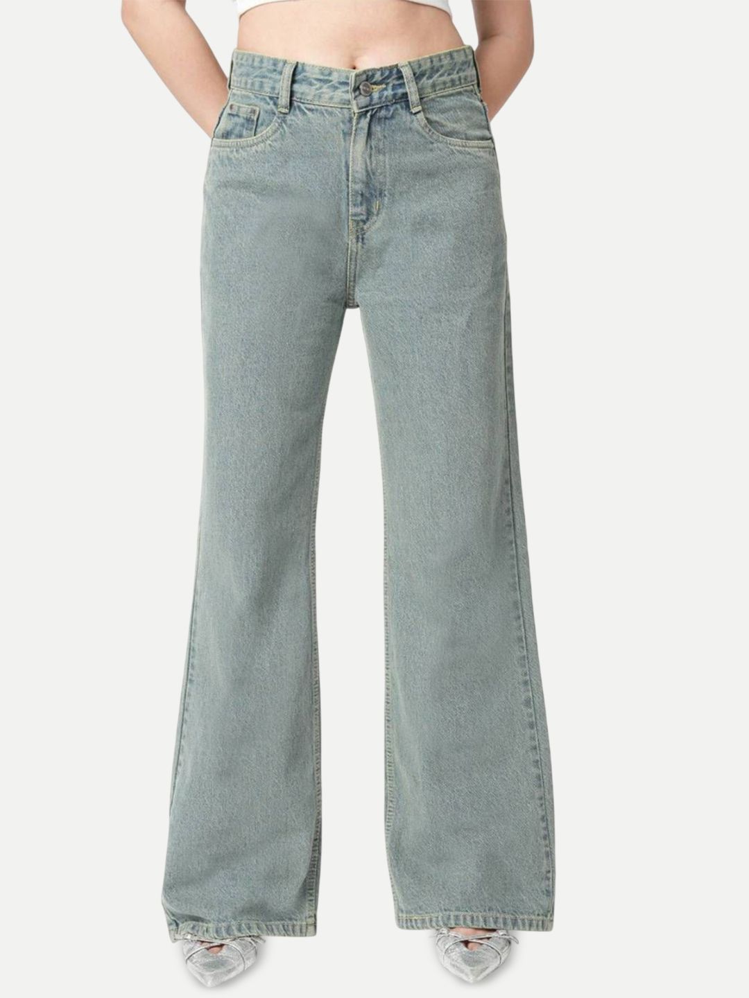 ZUYA Women Wide Leg High-Rise Light Fade Jeans