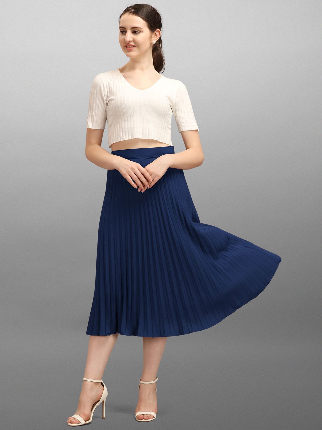 LookShine Pleated A-Line Midi Skirt-picture-34