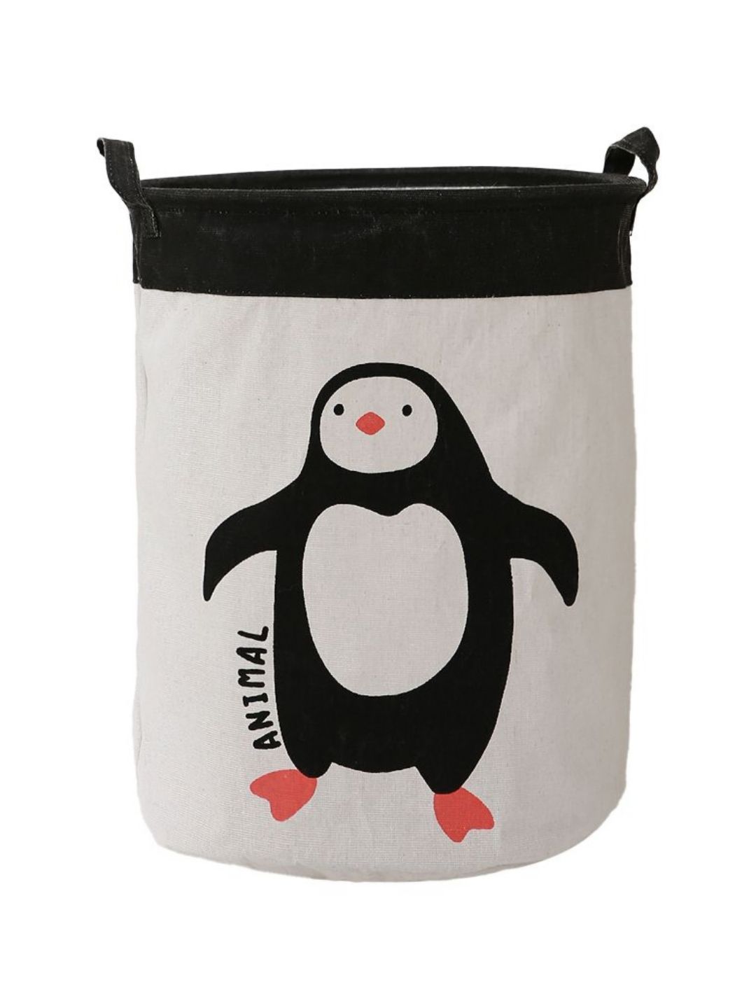 HOKIPO Kids White & Black Penguin Printed Laundry Basket For Clothes-image-24