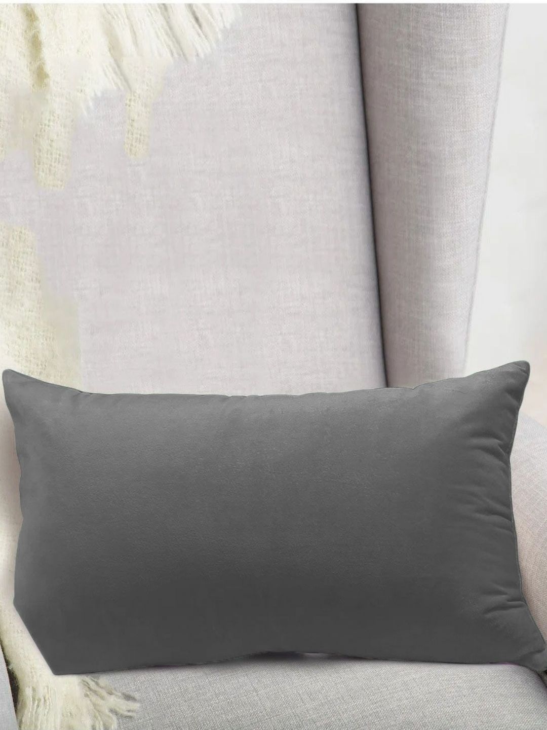 DADDY COOL Grey Fibre Filled Faux Velvet Ultra Soft Sleep Pillow-picture-35