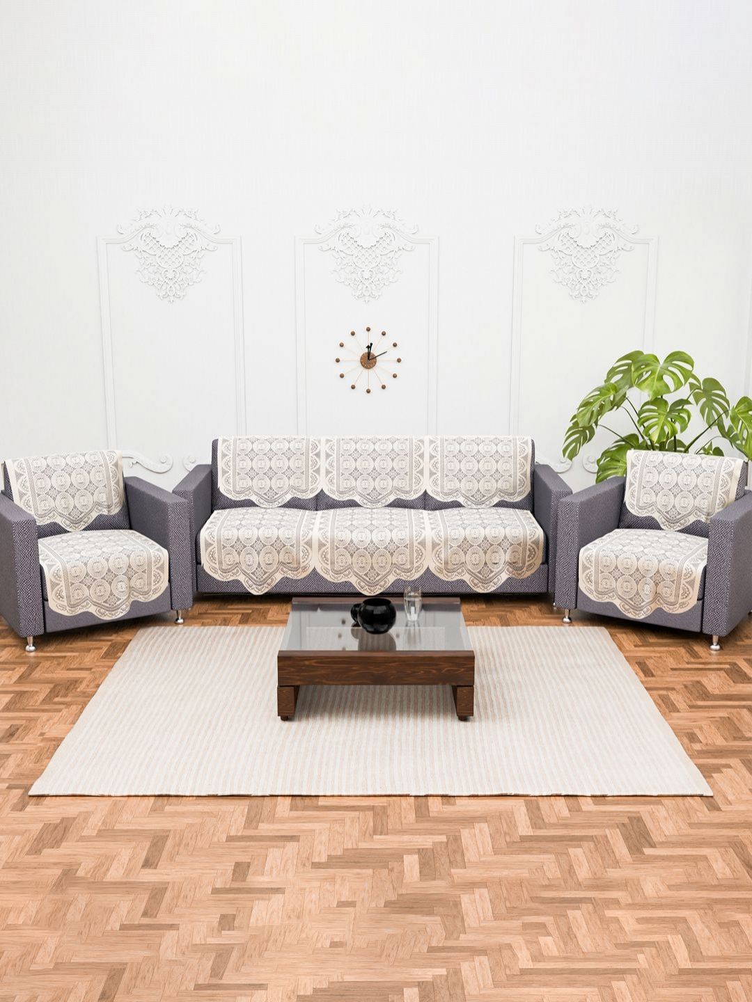 Myntra Elegant Homes Off White 5 Seater Cotton Sofa Cover-picture-35