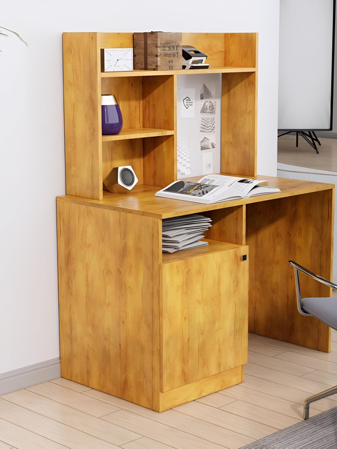 HEXA RED Brown Engineered Wood Study Table For Work From Home Students & Computer Table