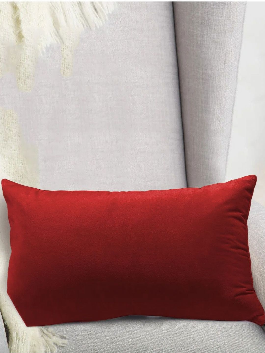 DADDY COOL Maroon Fibre Filled Faux Velvet Ultra Soft Sleep Pillow-image-48