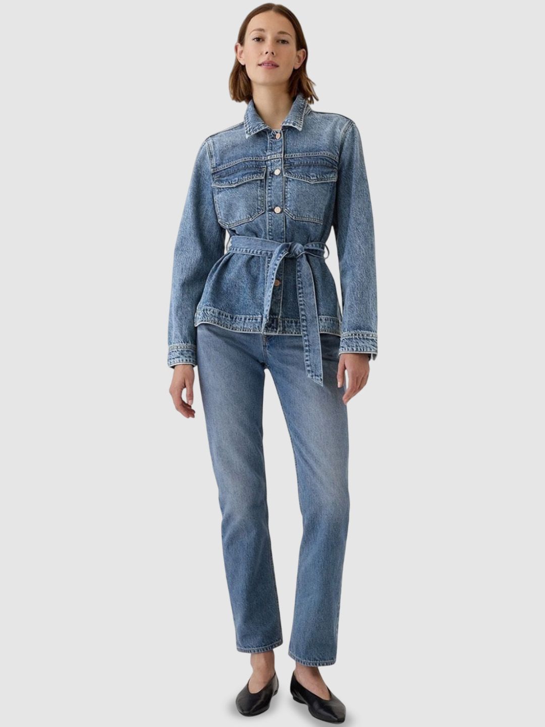 GAP Washed Denim Jacket With Belt