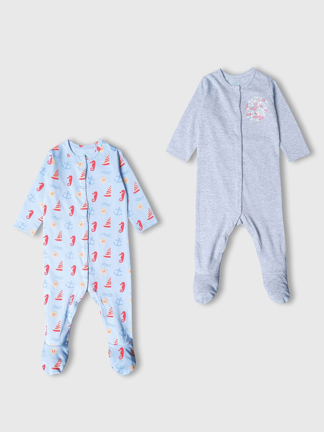 YUV Infants Pack Of 2 Printed Pure Cotton Sleepsuit-picture-11